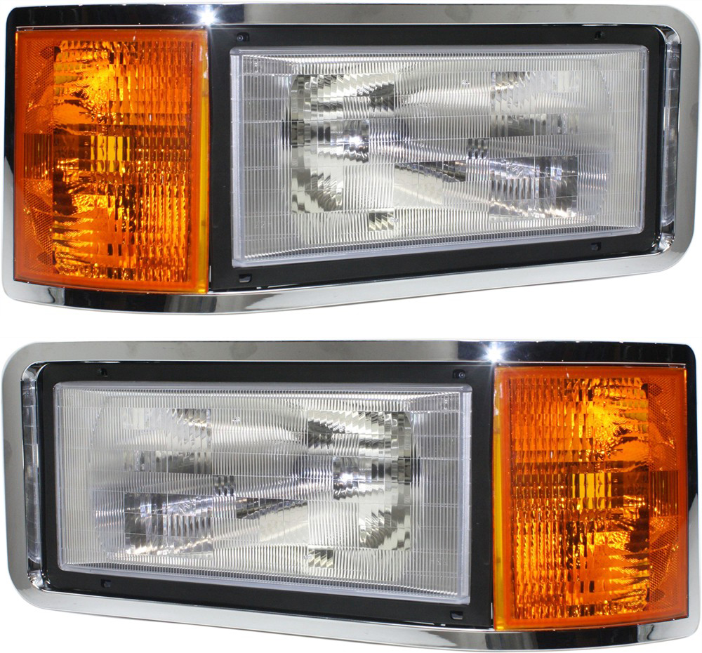 AM MACK CH 93-05 CL 91-07 HEAD LAMP RH AND LH Assembly Halogen Combination Type Exc. CHN and Set Forward Axle Models SKU SET REPM100321HD Partslink MK2503100 MK2502100 OEM 25163253-25154252