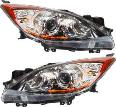AM MAZDA 3-12-13 HEAD LAMP RH AND LH Lens and Housing Halogen 6 Speed Trans Hatchback Sedan CAPA SKU SET REPM100357Q Partslink MA2518143C MA2519143C OEM BFD1510K0D BFD1510L0D