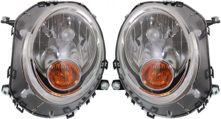 AM COOPER 07-15 HEAD LAMP RH AND LH Assembly Halogen w Amber Turn Signal CAPA SKU SET REPM100369Q Partslink MC2503105C MC2502105C OEM 63122751870-63122751869
