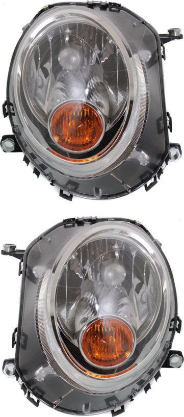 AM COOPER 07-15 HEAD LAMP RH AND LH Assembly Halogen w Amber Turn Signal SKU SET REPM100369 Partslink MC2503105 MC2502105 OEM 63122751870-63122751869