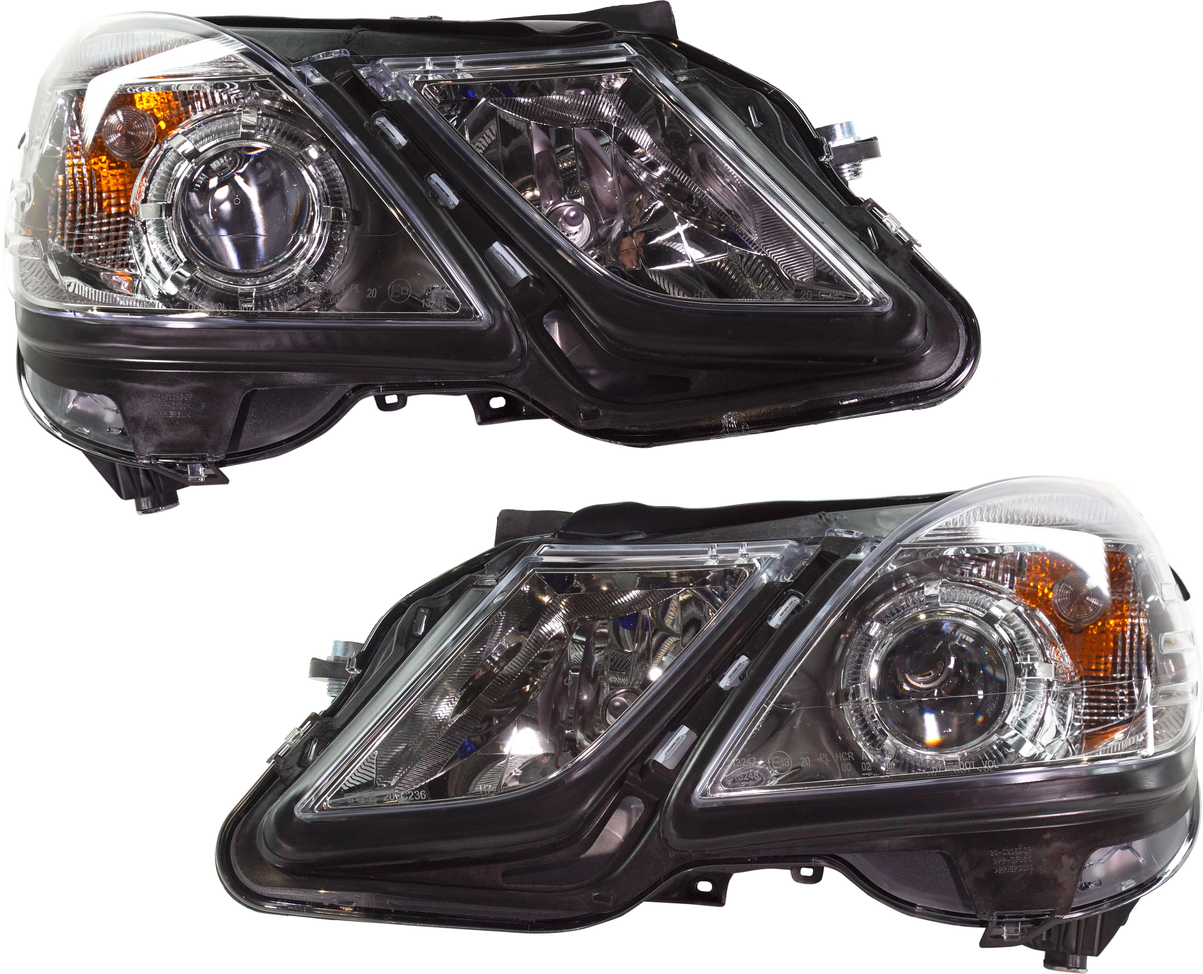 AM E CLASS 10-13 HEAD LAMP RH and LH Assembly Halogen w o Cornering Lamps Sedan Wagon CAPA SKU SET REPM100371Q Partslink MB2503182C MB2502182C OEM 2128209661-2128209561