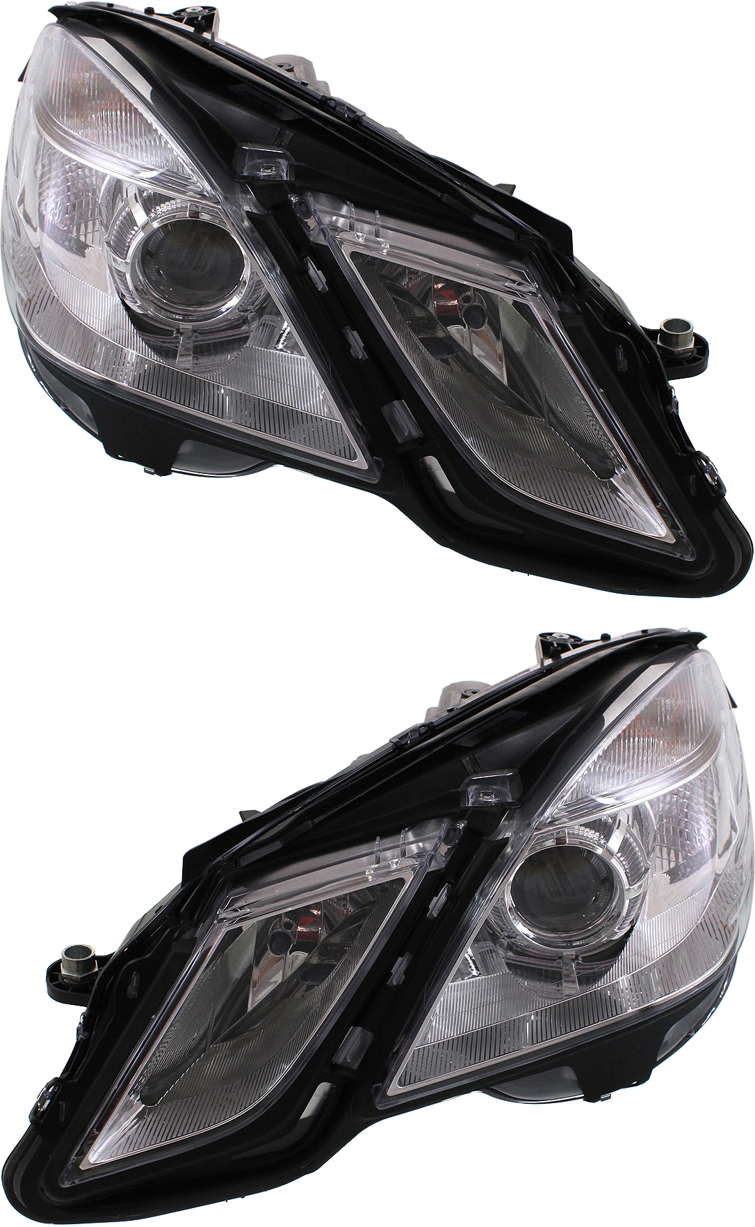 AM E CLASS 10-13 HEAD LAMP RH AND LH Assembly Halogen w o Cornering Lamps Sedan Wagon SKU SET REPM100371 Partslink MB2503182 MB2502182 OEM 2128209661-2128209561