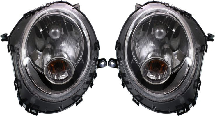 AM COOPER 07-15 HEAD LAMP RH AND LH Assembly Halogen w White Turn Signal CAPA SKU SET REPM100379Q Partslink MC2502107C MC2503107C OEM 63122751875-63122751876