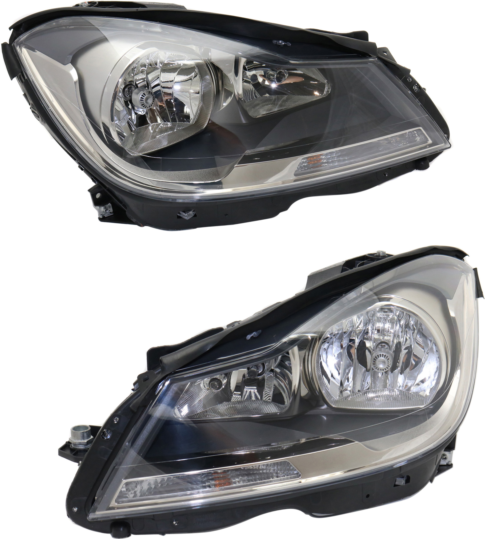 AM C CLASS 12-15 HEAD LAMP RH AND LH Assembly Halogen Black Interior w o Corner Light Coupe CAPA SKU SET REPM100383Q Partslink MB2503186C MB2502186C OEM 204820003980-2048200039-204820