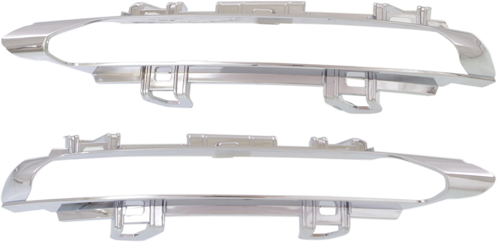 AM CLS550-12-15 FRONT FOG LAMP MOLDING RH AND LH Chrome w LED Daytime Running Light SKU SET REPM108021 Partslink MB1039138 MB1038138 OEM 2188850774-2188850674