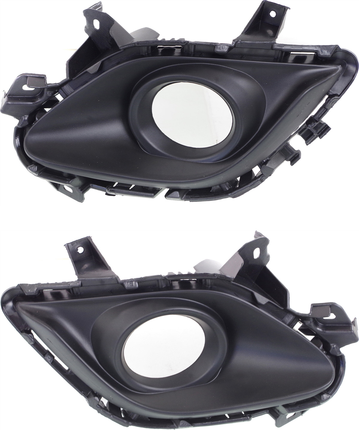 AM MAZDA 6-14-17 FRONT FOG LAMP MOLDING RH AND LH Textured Black Plastic w o LED Light Holes SKU SET REPM108029 Partslink MA1039121 MA1038121 OEM GHR450C11A GHR450C21A
