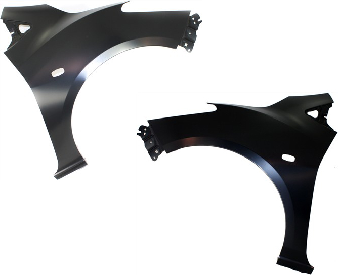 AM MAZDA 2-11-11 FRONT FENDER RH AND LH Primed w o Rocker Molding Hole SKU SET REPM220127 Partslink MA1241166 MA1240166 OEM D65152111B D65152211B