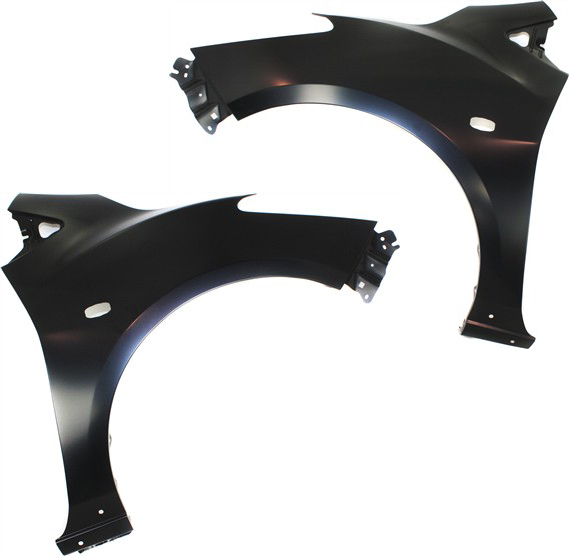 AM MAZDA 2-11-14 FRONT FENDER RH AND LH Primed w Rocker Molding Hole SKU SET REPM220131 Partslink MA1240165 MA1241165 OEM D65152111C D65152211C