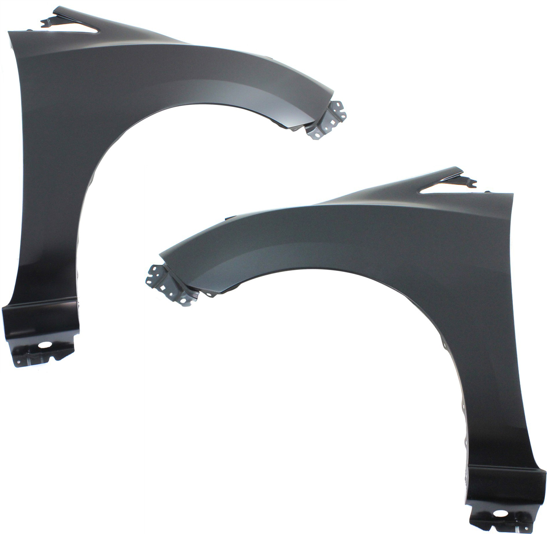AM MAZDA 5-12-17 FRONT FENDER RH AND LH Primed Steel w o Signal Light Hole w o Rocker Mldg Hole SKU SET REPM220183 Partslink MA1240167 MA1241167 OEM CG3652111 CG3652211
