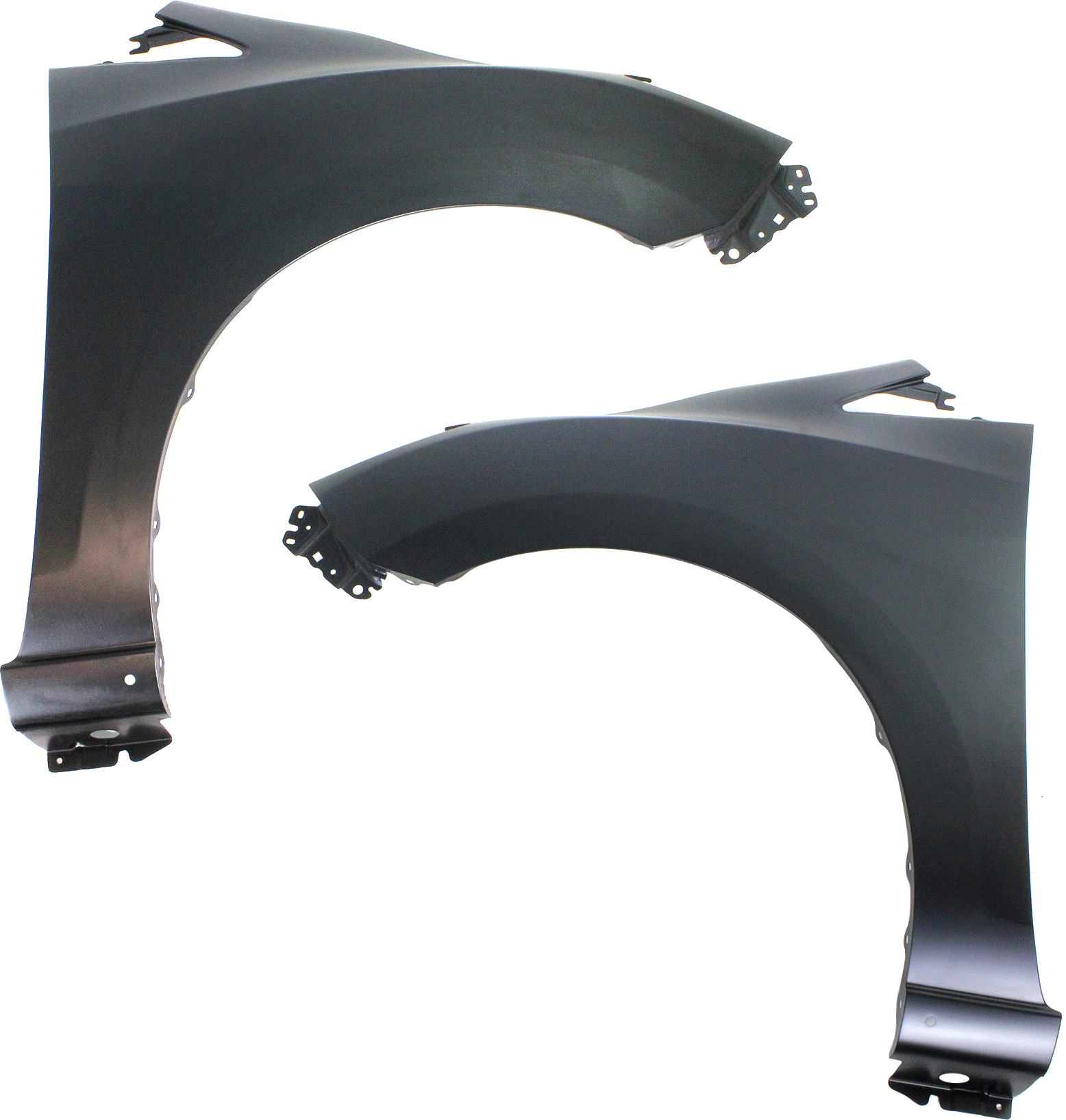 AM MAZDA 5-12-17 FRONT FENDER RH AND LH Primed Steel w Rocker Mldg Hole SKU SET REPM220185 Partslink MA1240168 MA1241168 OEM CG3752111 CG3752211