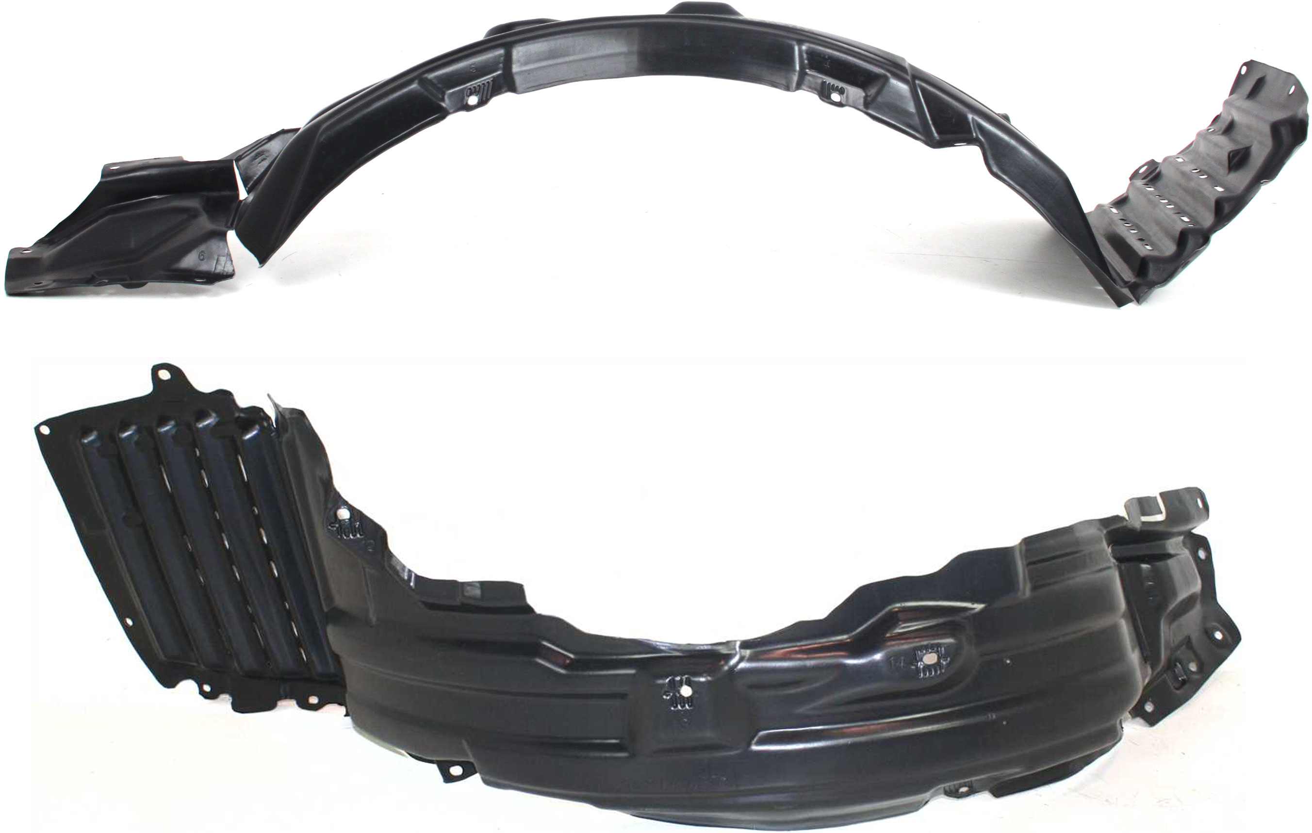 AM LANCER 08-13 FRONT FENDER LINER RH AND LH w o Turbo HDPE 11-13 Sportback Models Exc. Evolution Models SKU SET REPM222103 Partslink MI1249121 MI1248121 OEM 5370B102-5370B101