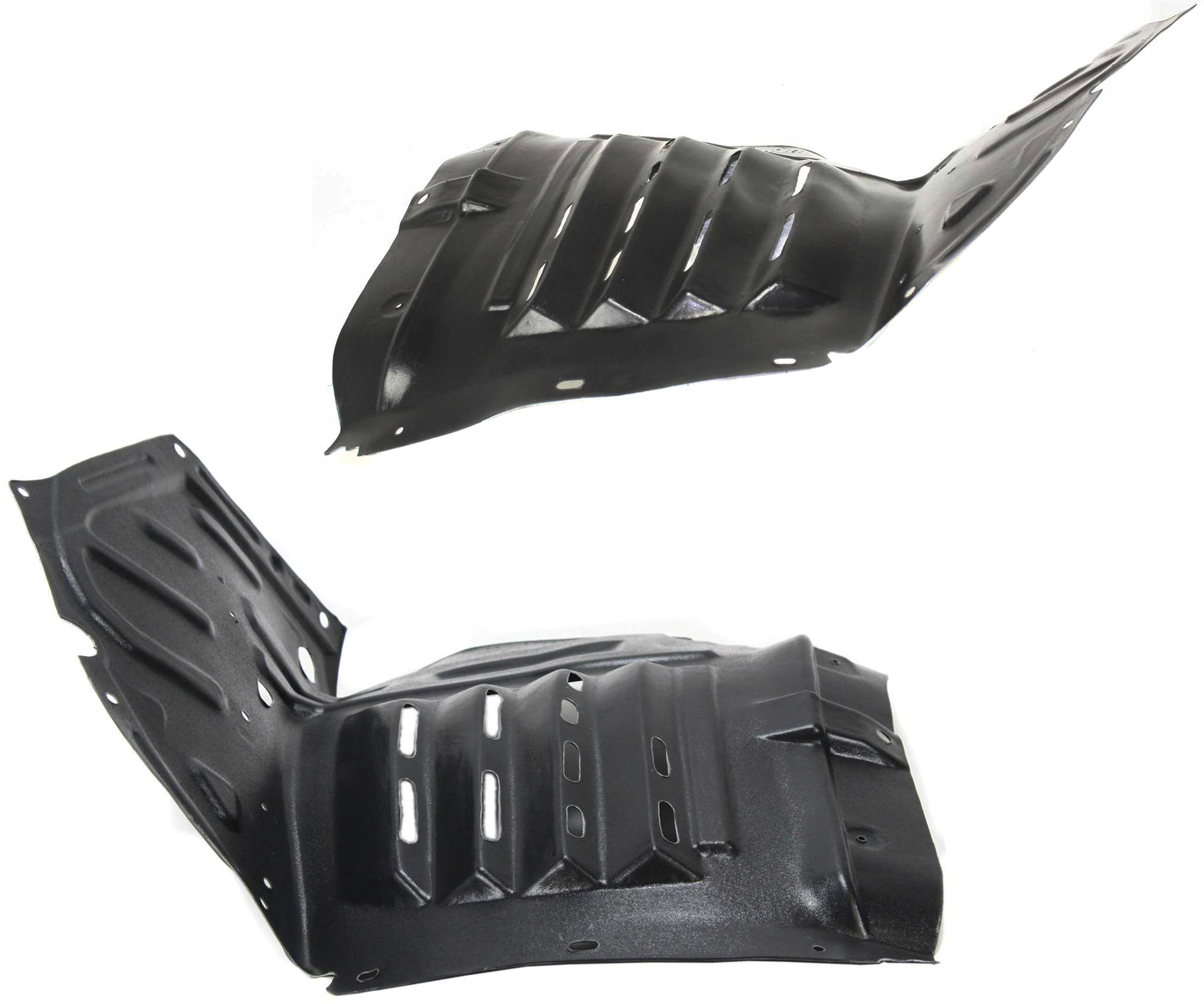 AM RX 8-09-11 FRONT FENDER LINER RH AND LH Front Section SKU SET REPM222145 Partslink MA1249135 MA1248135 OEM F1895613YD F1895614YD