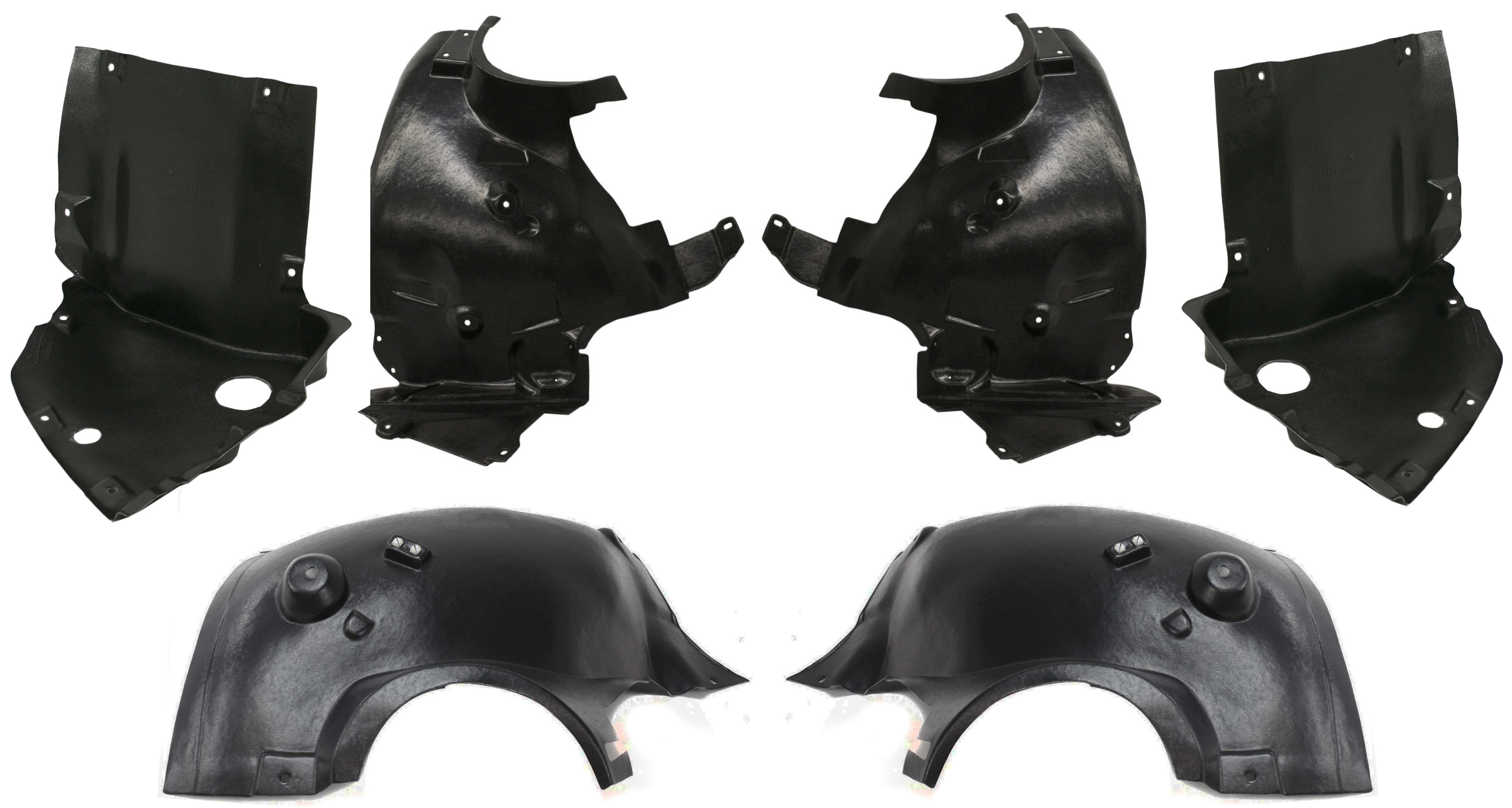 AM CLK CLASS 06-09 FRONT FENDER LINER RH AND LH Set of 6 Front Upper and Lower Section and Rear Section SKU SET REPM222155-6 Partslink MB1249140 MB1248140 MB1249137 MB1248137 MB1249138 MB1248138 OEM 2098841422-2098841322-20988406