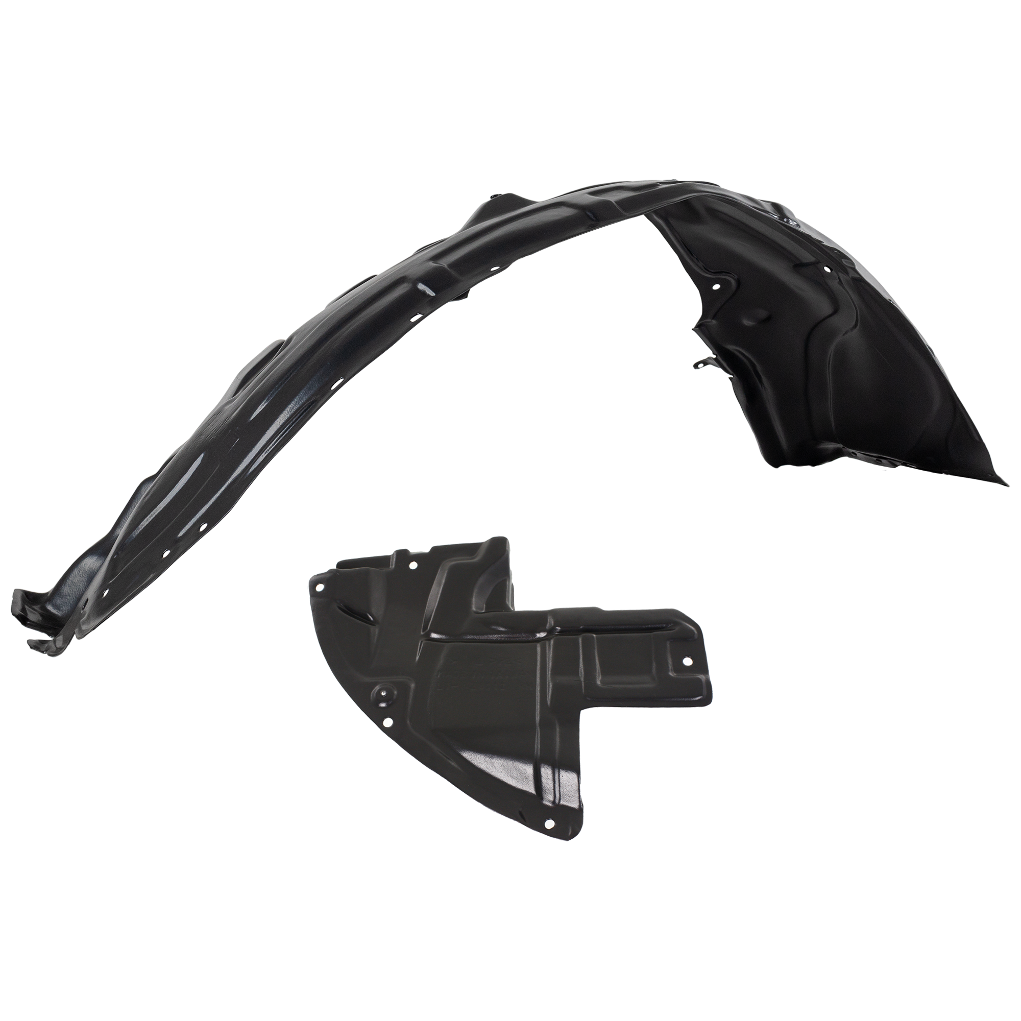 AM CX 9-10-15 FRONT FENDER LINER RH AND LH Front Lower Section Set of 2 Without Insulation Foam SKU SET REPM222351 A Partslink MA1249144 MA1250114 OEM TE7356130A PFM TE7356142A