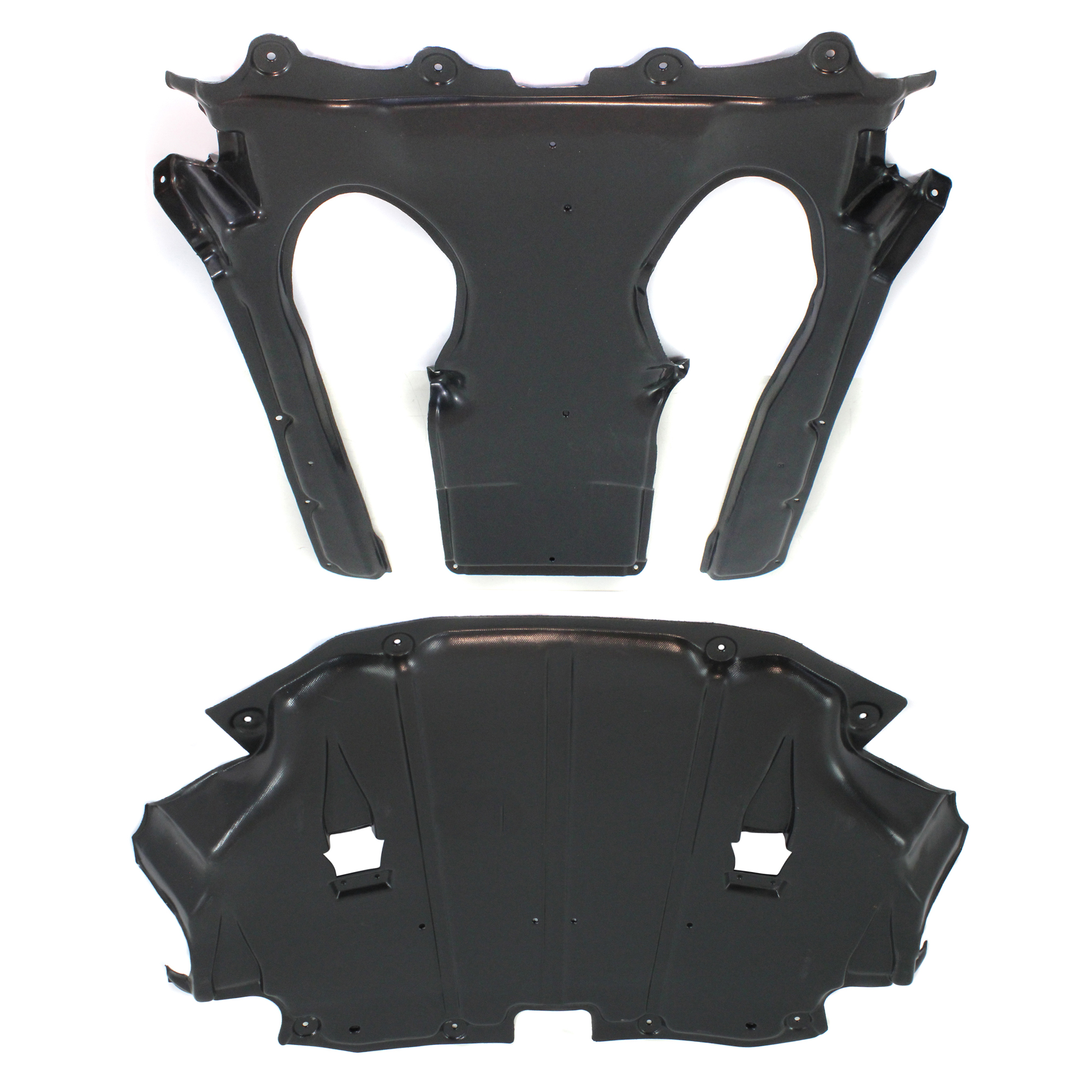 AM S CLASS 07-14 ENGINE SPLASH SHIELD Under Cover Set of 2 Center and Rear SKU SET REPM310159 Partslink MB1228151 MB1228153 OEM 2215242830-2215242530-22152441