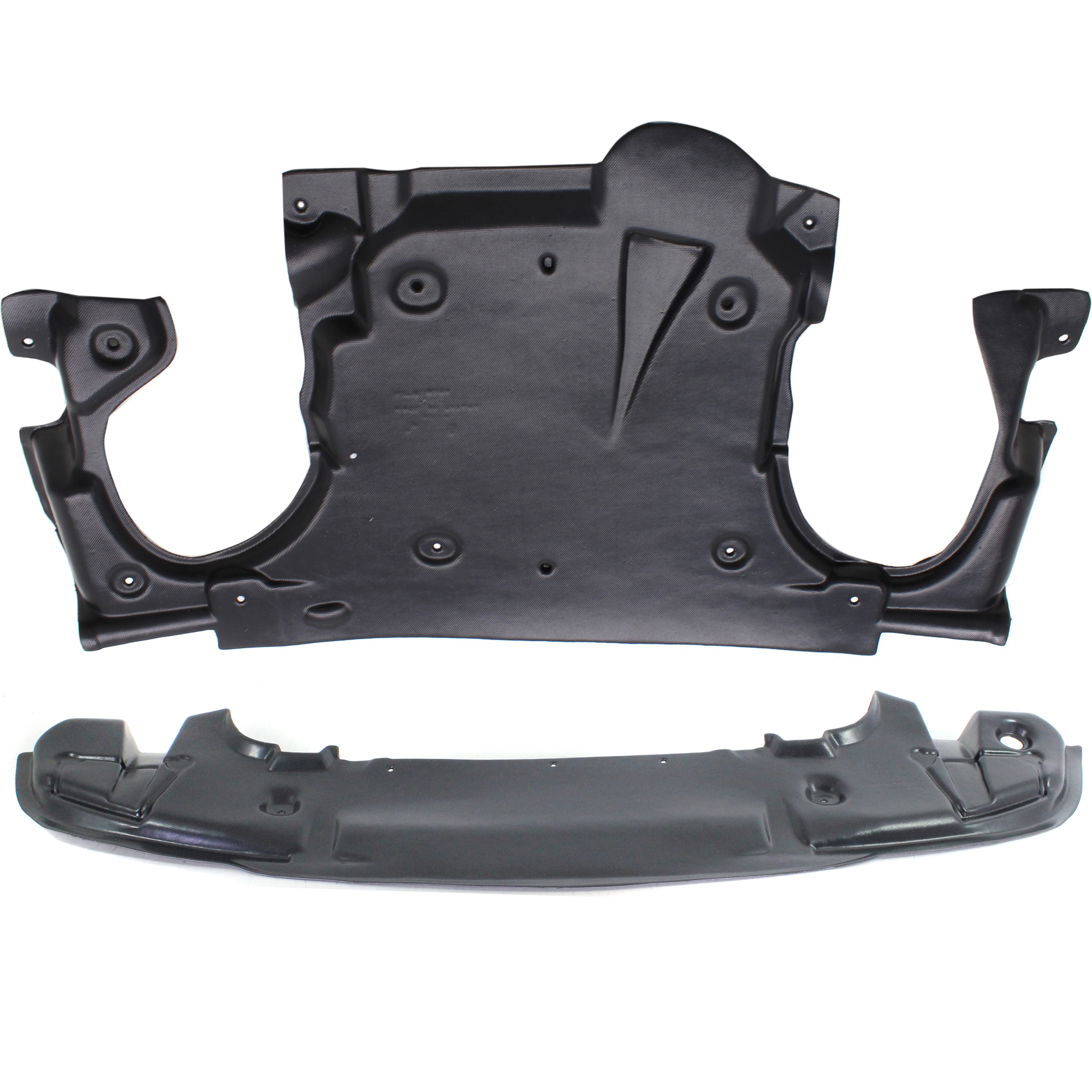 AM E350-06-09 ENGINE SPLASH SHIELD Set of 2 Front and Rear Under Cover SKU SET REPM310163-2 Partslink MB1228144 MB1228146 OEM 2115203923-2115242230