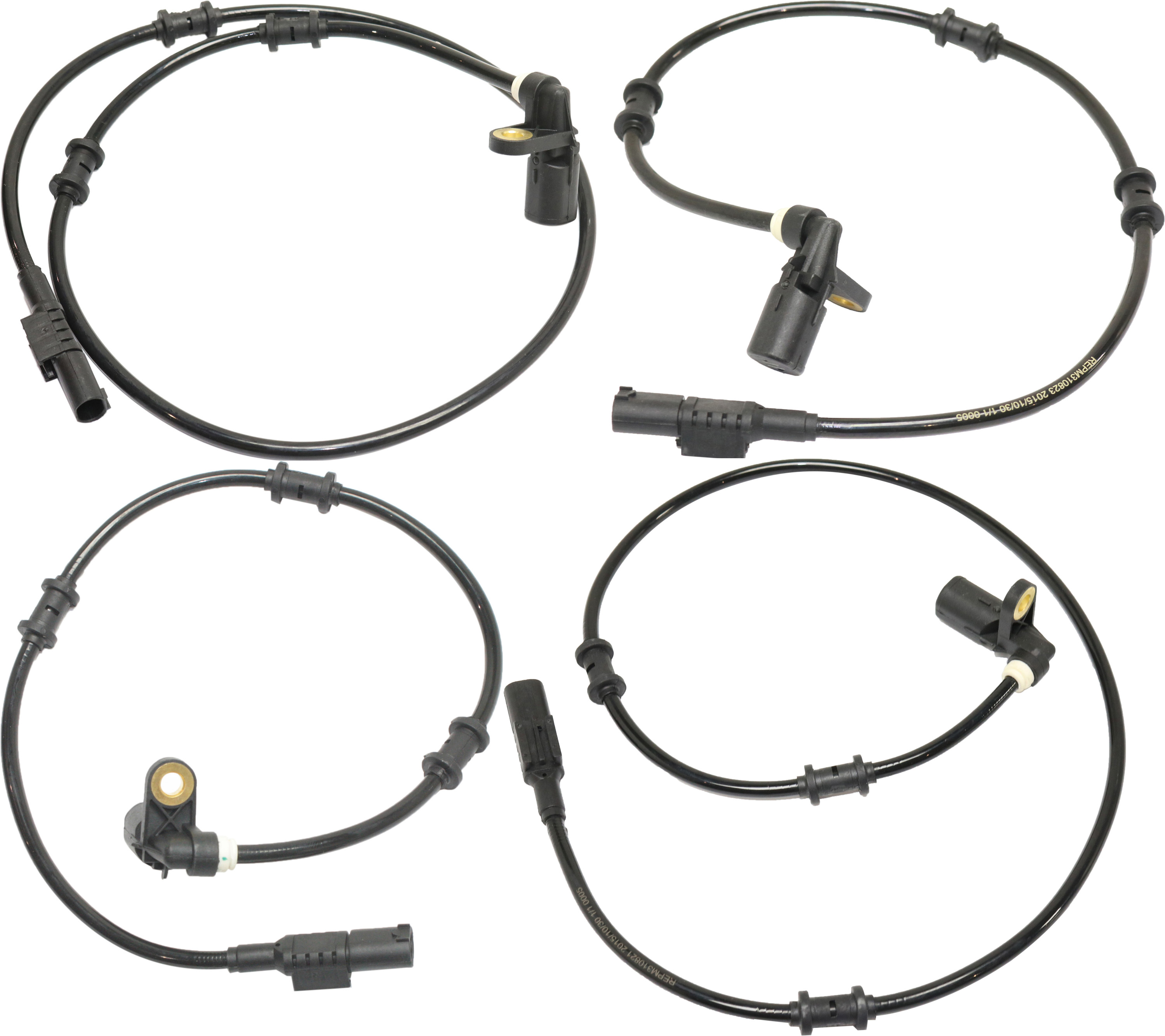AM ML CLASS 98-03 FRONT AND REAR ABS SPEED SENSOR RH AND LH 2 Male Blade Terminals Wheel Mounted SKU SET REPM310821-4 OEM 71721-531050-844499-7210397-16