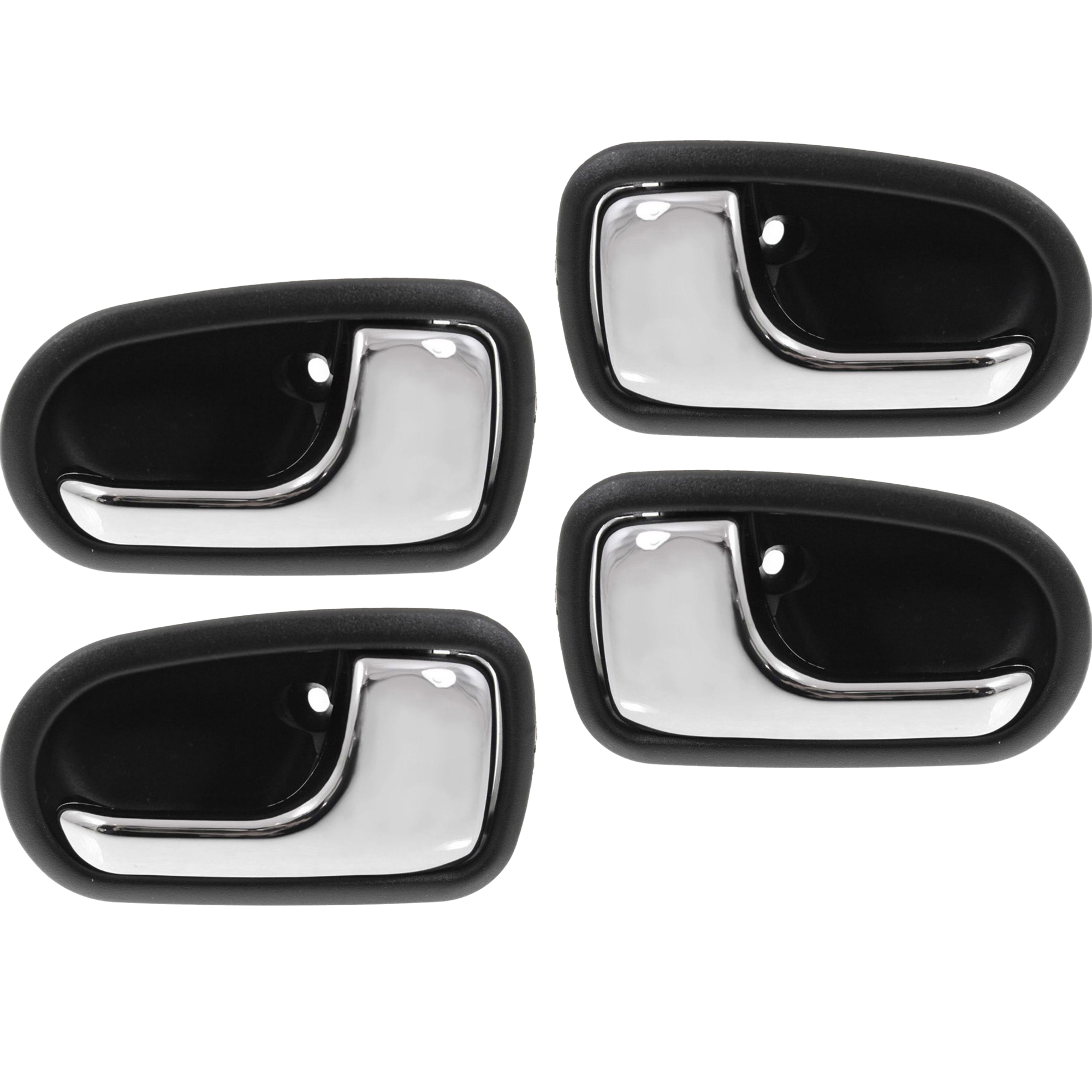 AM MAZDA 626-93-97 PROTEGE 95-03 FRONT AND REAR DOOR HANDLE RH AND LH Set of 4 Inside Chrome + Black SKU SET REPM462121-4 Partslink MA1353109 MA1352109 OEM S54N58330B65 S54N59330B65