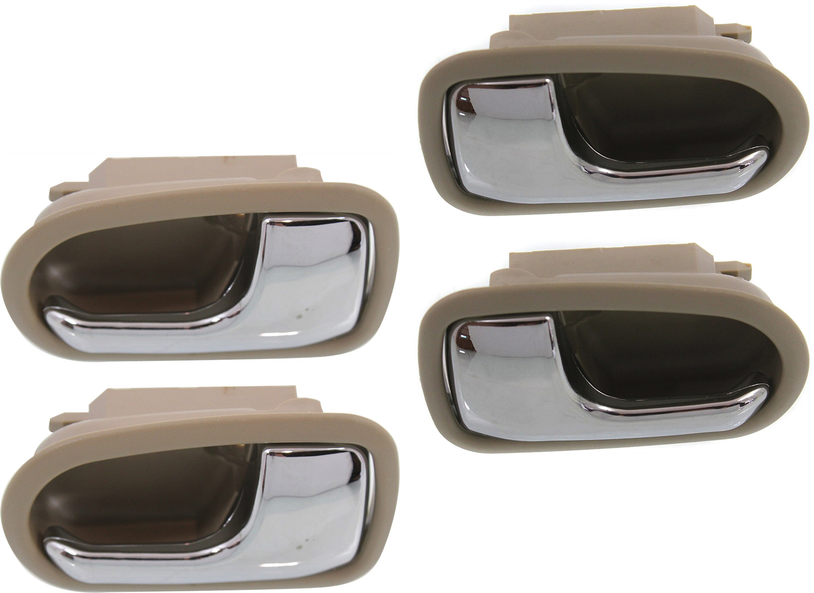 AM MAZDA 626-93-97 PROTEGE 95-03 FRONT AND REAR DOOR HANDLE RH AND LH Set of 4 Inside Chrome + Beige SKU SET REPM462123-4 Partslink MA1353110 MA1352110 OEM S54N58330B80 S54N59330B80