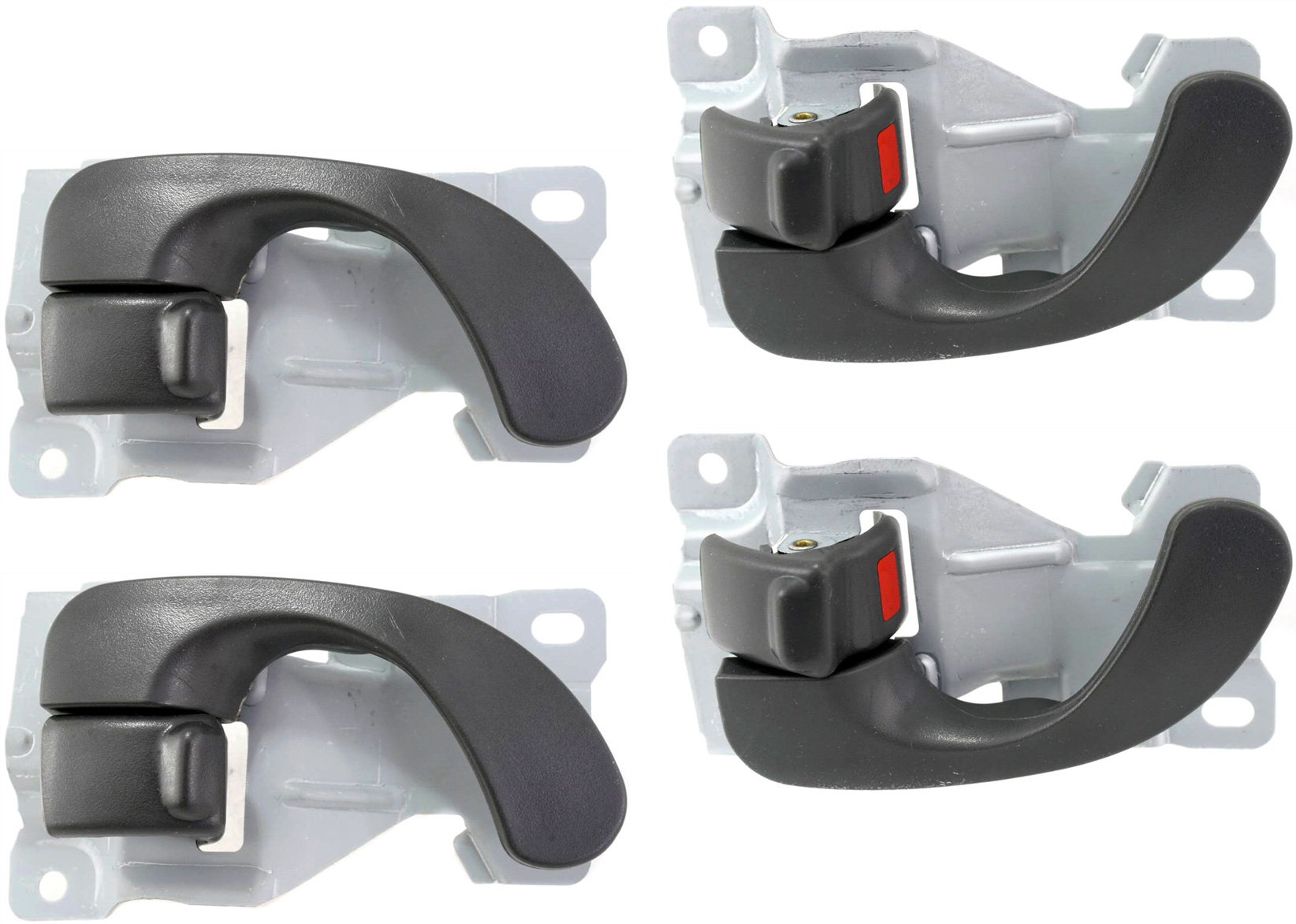 AM MIRAGE 97-02 GALANT 99-03 FRONT AND REAR DOOR HANDLE RH AND LH Set of 4 Inside Gray Plastic+Metal SKU SET REPM462147-4 Partslink MI1353111 MI1352111 OEM MR415331 MR415316