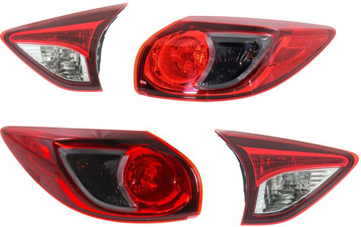 AM CX 5-13-16 TAIL LAMP RH AND LH Inner and Outer Assembly Halogen SKU SET REPM730305-4 Partslink MA2802108 MA2803108 MA2804111 MA2805111 OEM KD3351150D KD3351160D KD53513F
