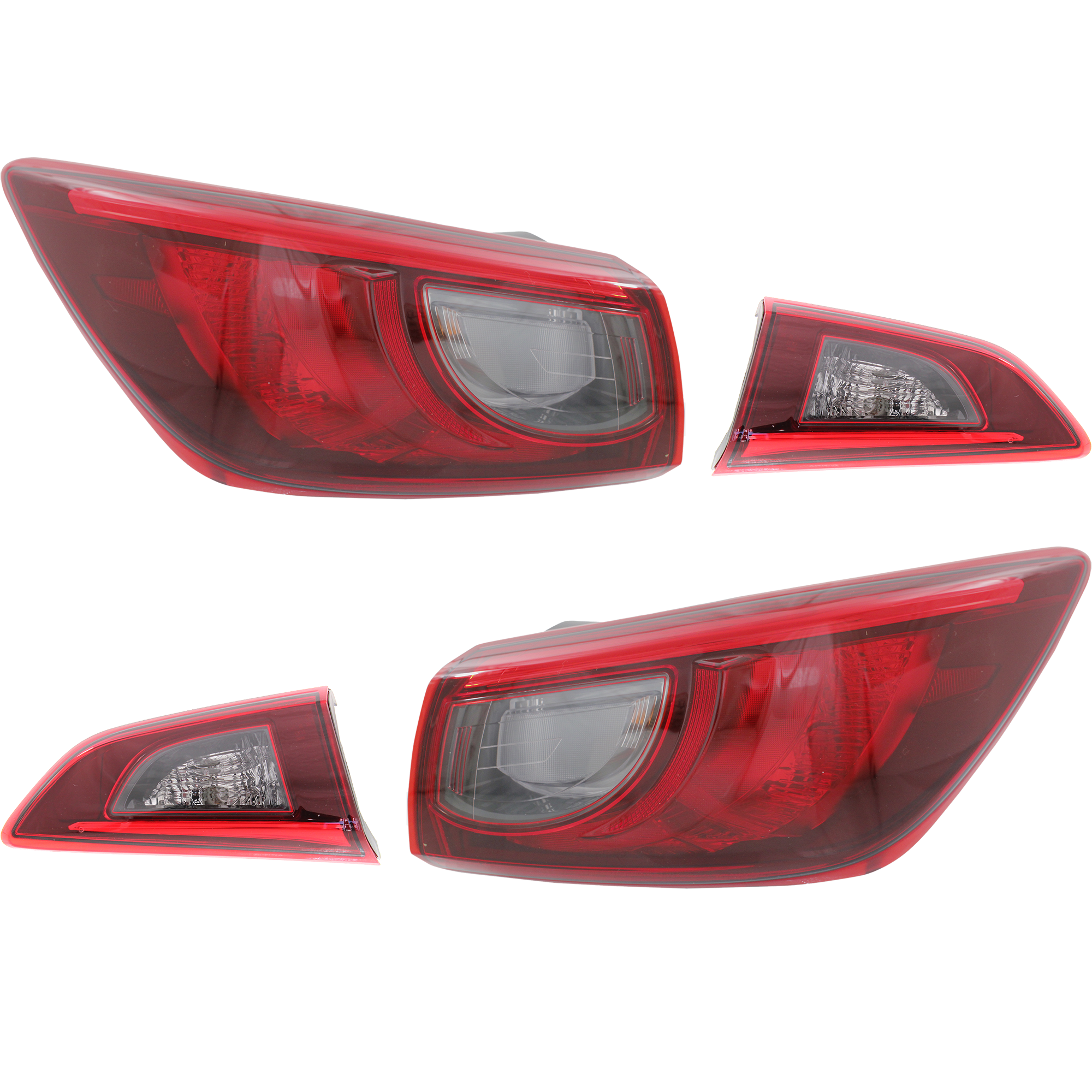 AM CX 3-16-22 TAIL LAMP RH AND LH Inner and Outer Assembly Halogen SKU SET REPM730315-4 Partslink MA2802119 MA2803119 MA2804120 MA2805120 OEM DB2R513F0B DB2R513G0B DB4G5115