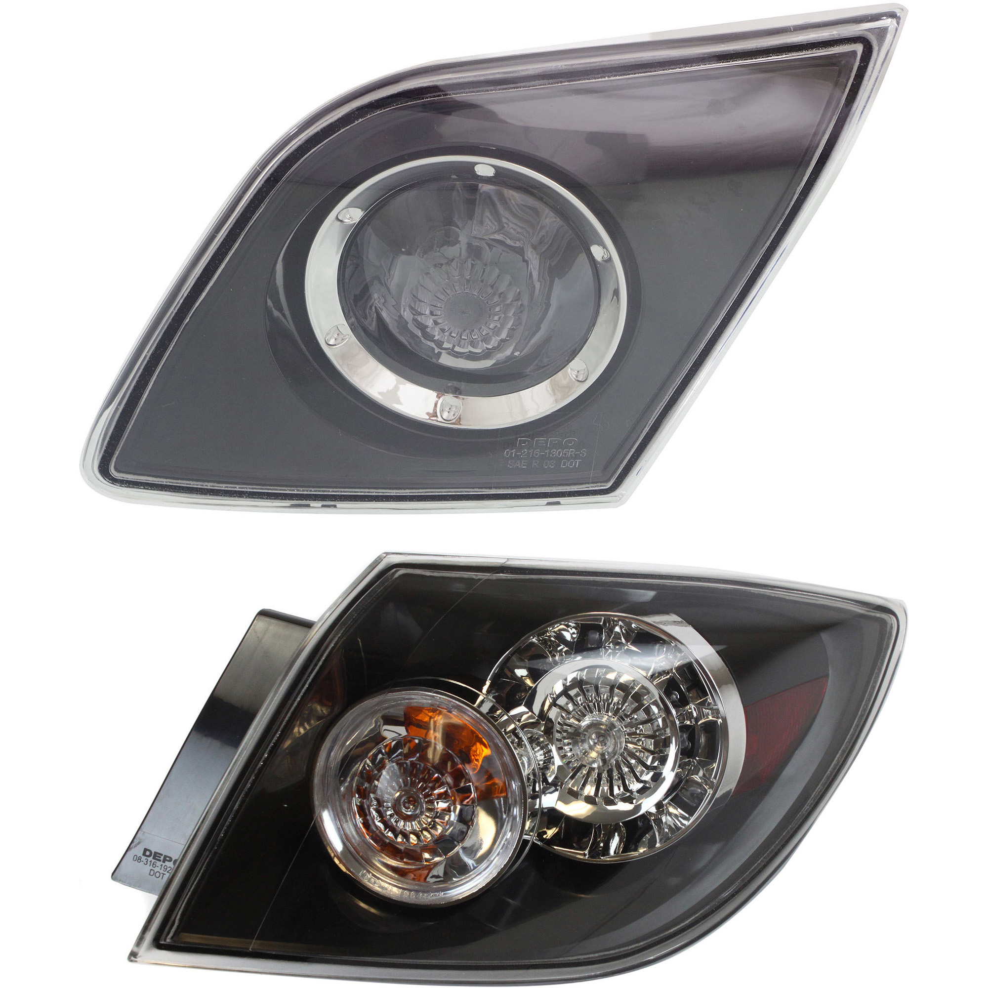 AM MAZDA 3-07-09 TAIL LAMP RH Inner Assembly Halogen Set of 2 SKU SET REPM730339 A Partslink MA2801135 MA2883106 OEM BAP8513F0 BN8G51150A