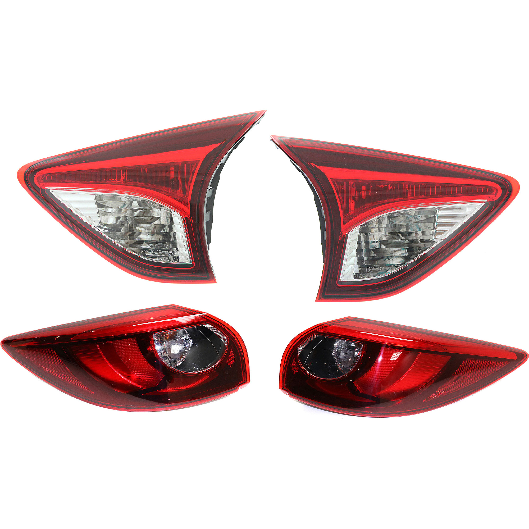 AM CX 5-16-16 TAIL LAMP RH AND LH Inner and Outer Assembly Halogen LED SKU SET REPM730345-4 Partslink MA2802108 MA2803108 MA2804119 MA2805119 OEM KA0G51150B KA0G51160B KD53513F