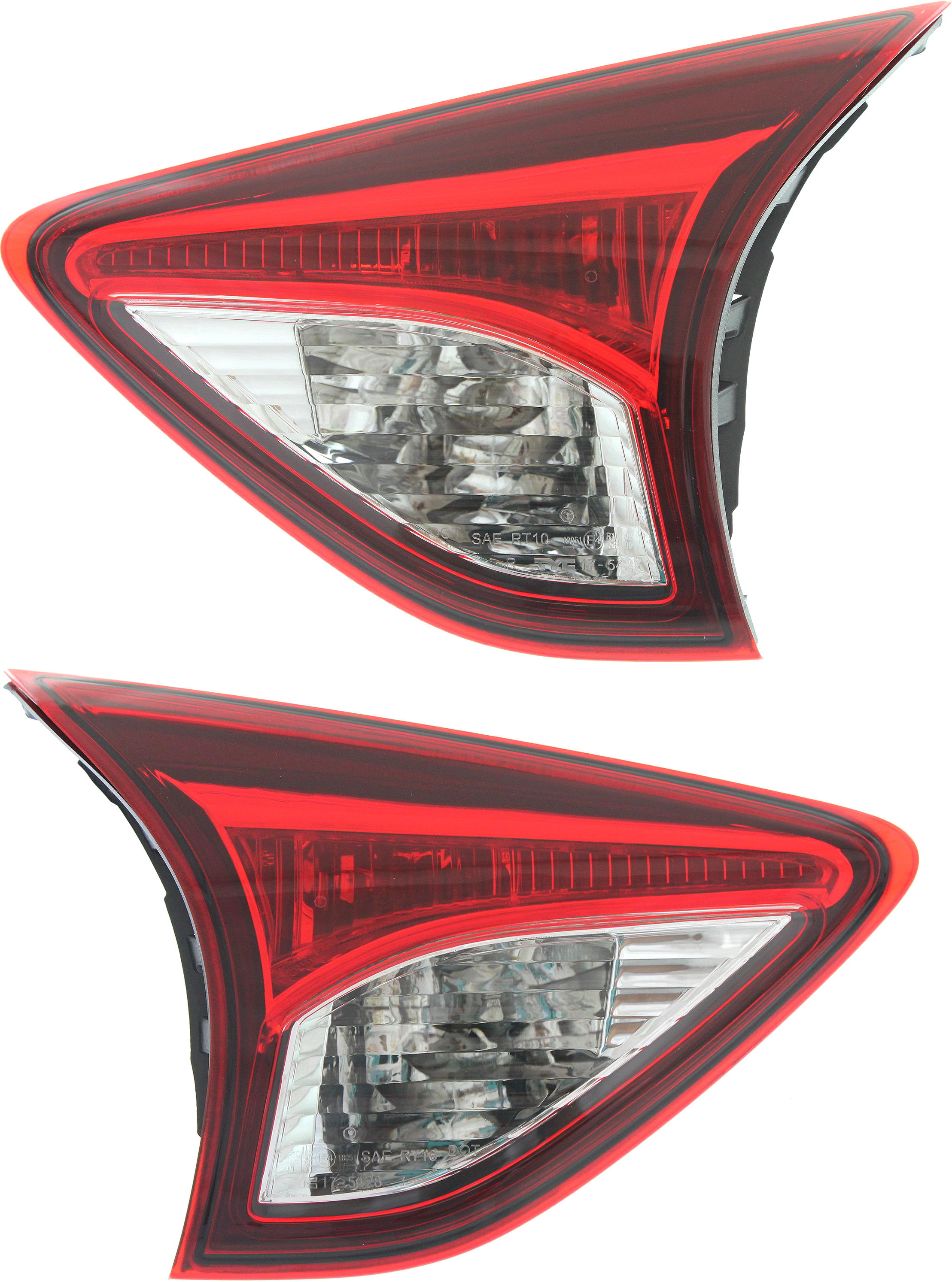 AM CX 5-13-16 TAIL LAMP RH AND LH Inner Assembly Halogen Set of 2 SKU SET REPM730345 Partslink MA2802108 MA2803108 OEM KD53513F0E KD53513G0E