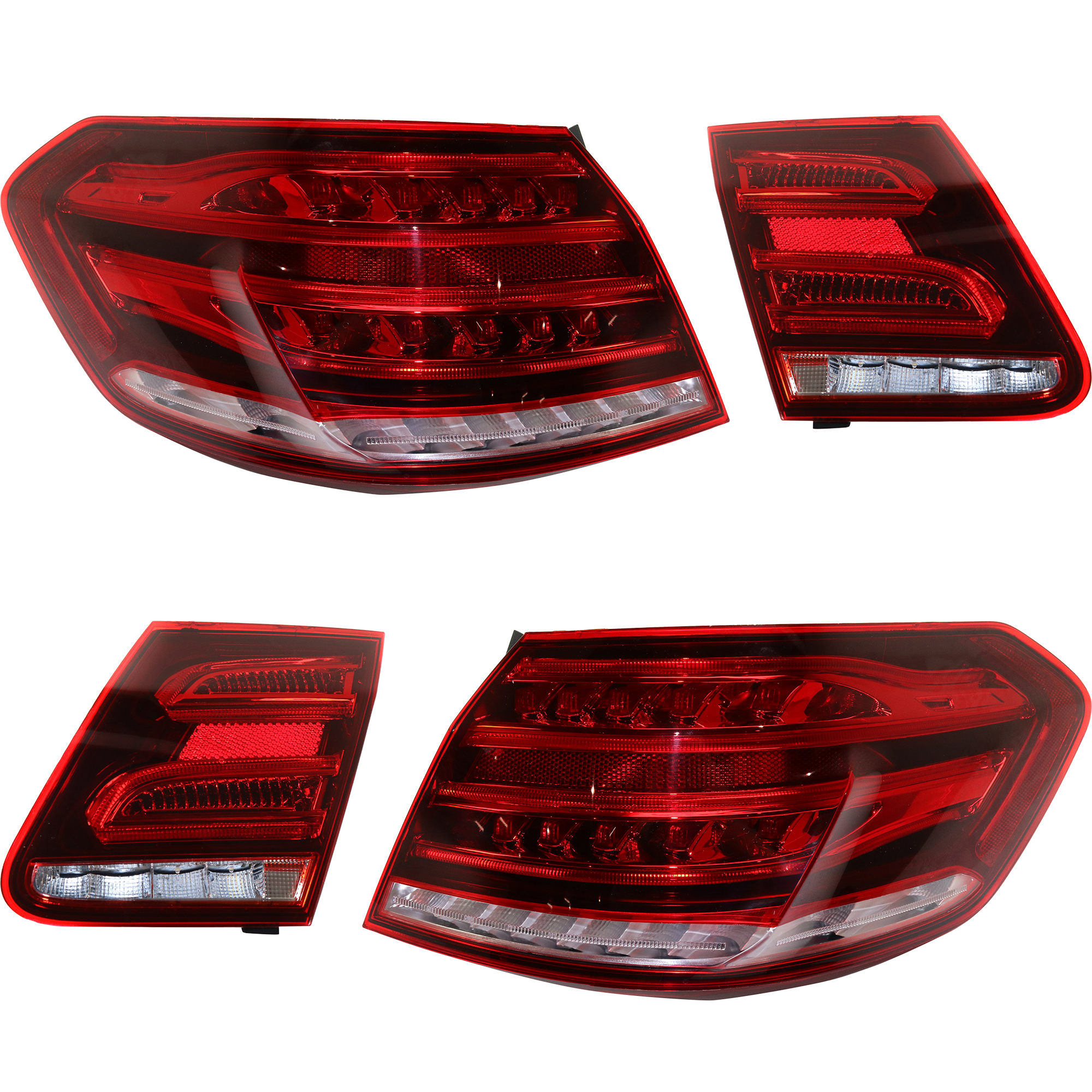 AM E CLASS 14-14 TAIL LAMP RH AND LH Inner and Outer Assembly Halogen SKU SET REPM730355-4 Partslink MB2802107 MB2803107 MB2804109 MB2805109 OEM 2129060757-2129060857-21290627