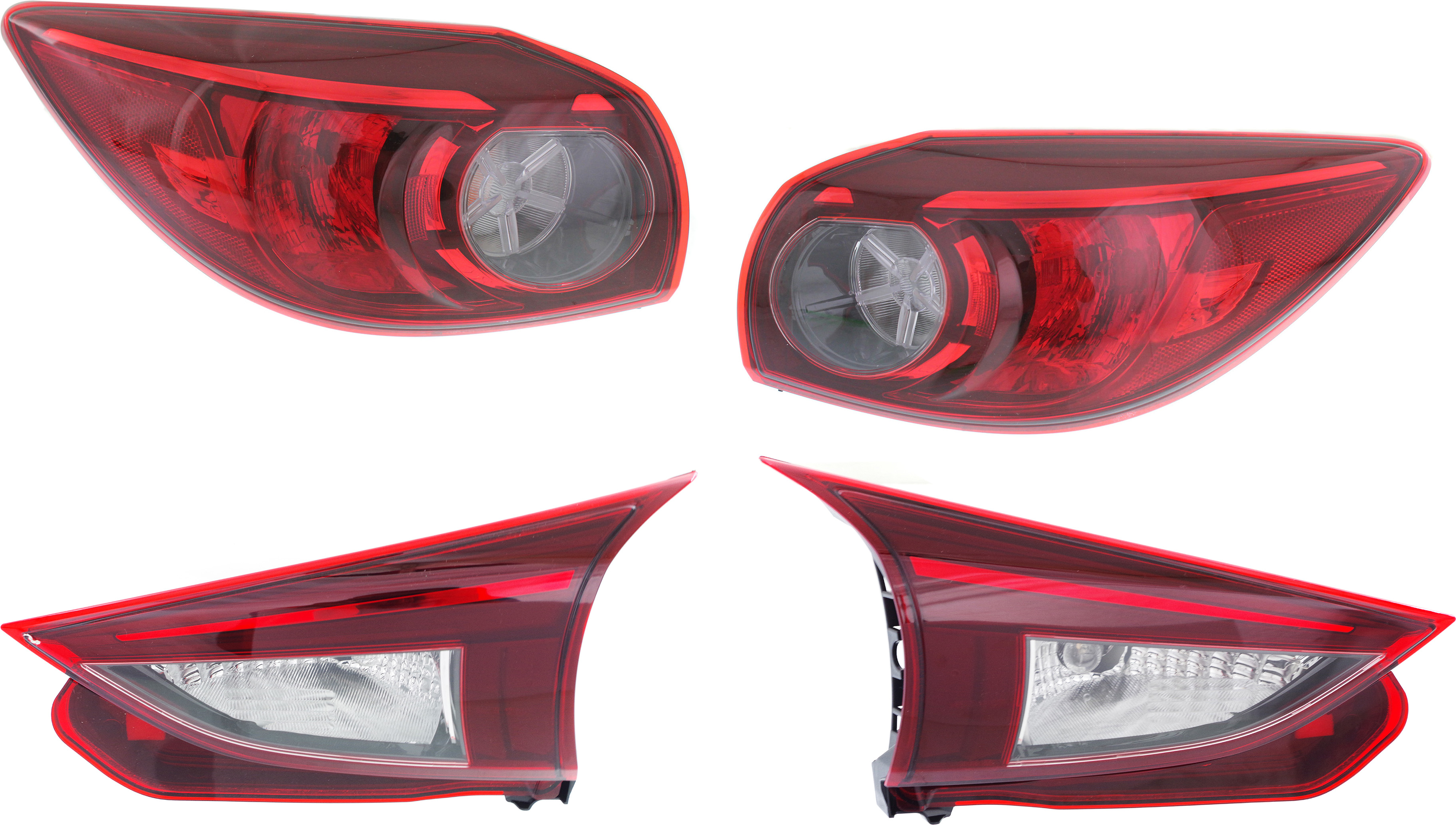 AM 3 SPORT MAZDA 3-14-18 TAIL LAMP RH AND LH Inner and Outer SKU SET REPM730357-4 Partslink MA2805115 MA2804115 MA2803114 MA2802114 OEM BHP151150C BHP151160C B45C513F