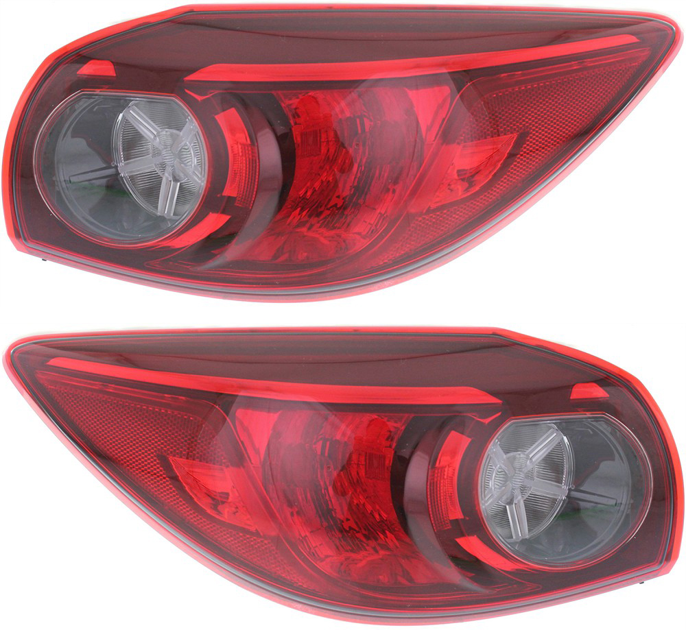 AM MAZDA 3-14-18 TAIL LAMP RH AND LH Outer Assembly Halogen Bulb Type Hatchback Japan Built Vehicle SKU SET REPM730357 Partslink MA2805115 MA2804115 OEM BHP151150C BHP151160C