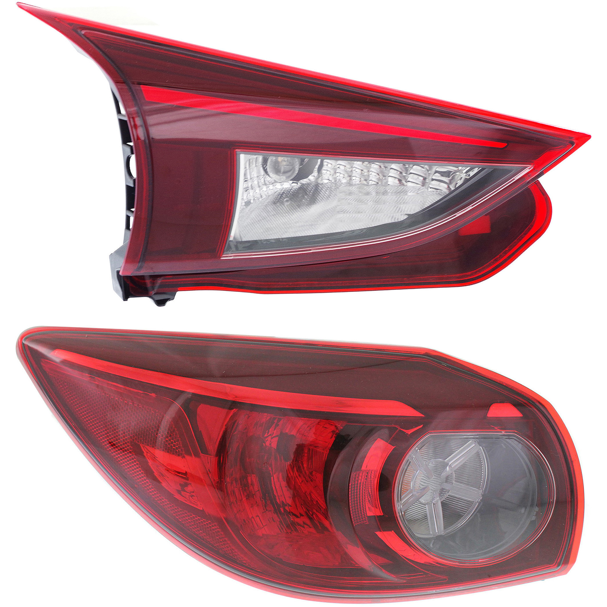 AM 3 SPORT MAZDA 3-14-18 TAIL LAMP LH Inner and Outer Assembly Clear Red Lens SKU SET REPM730358 A Partslink MA2802114 MA2804115 OEM B45C513G0B BHP151160C