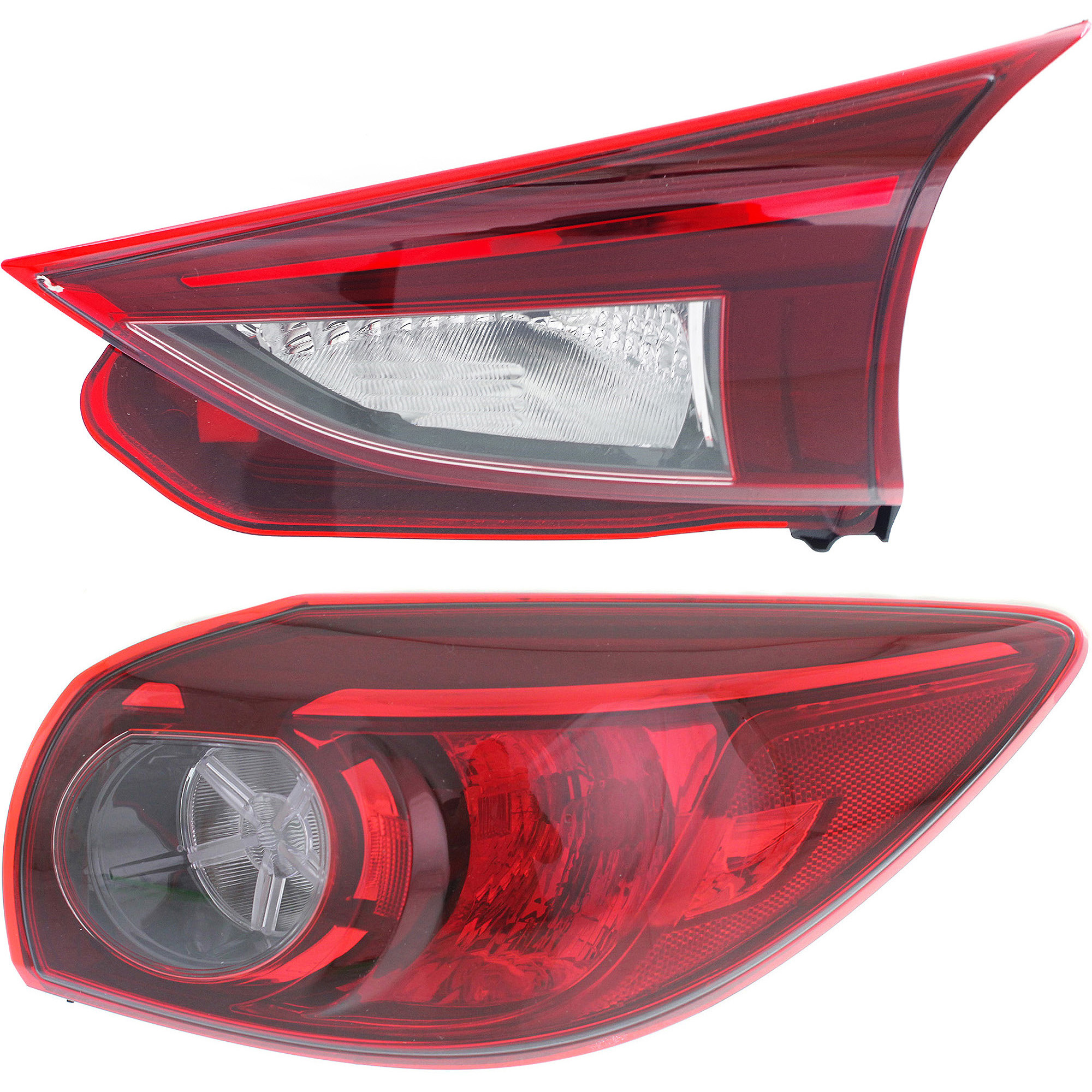 AM 3 SPORT MAZDA 3-14-18 TAIL LAMP RH Inner and Outer Assembly Clear Red Lens SKU SET REPM730361 A Partslink MA2803114 MA2805115 OEM B45C513F0B BHP151150C