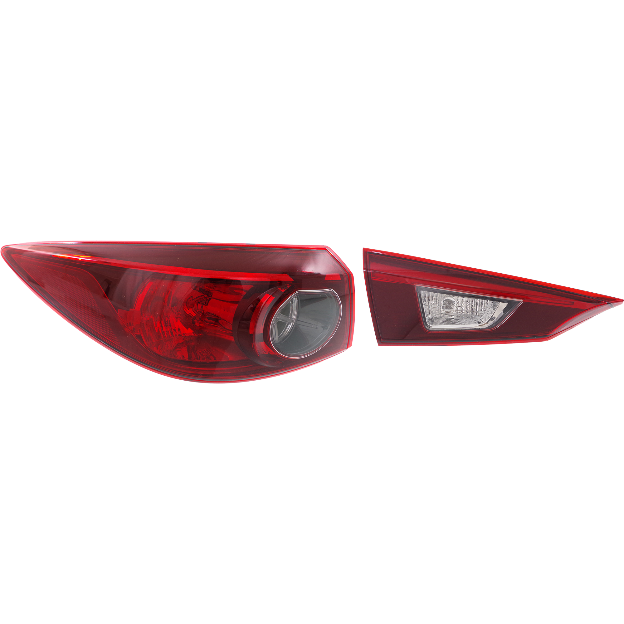 AM MAZDA 3-14-18 TAIL LAMP LH Inner and Outer Assembly Halogen Sedan Mexico 16-18 Japan Built Vehicle CAPA SKU SET REPM730370Q Partslink MA2802112C MA2804117C OEM B45A513G0 BHN151160B