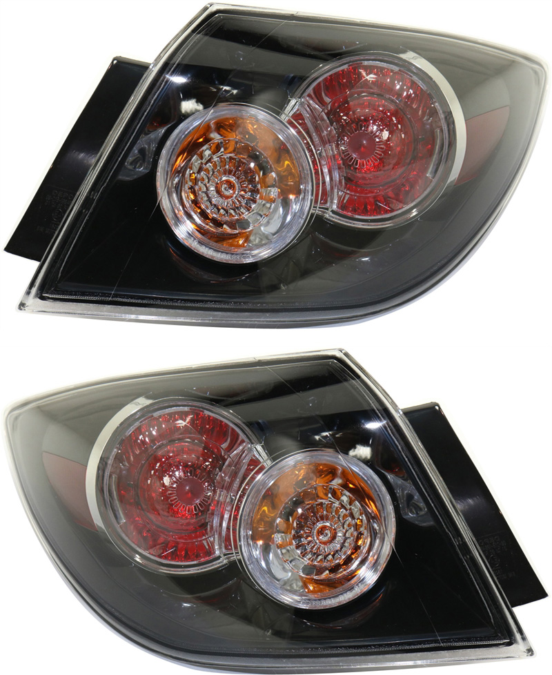 AM MAZDA 3-07-09 TAIL LAMP RH AND LH Assembly Clear Red Lens SKU SET REPM730371 Partslink MA2804106 MA2805106 OEM BR5S51150C BR5S51160C