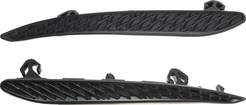 AM E CLASS 14-16 REAR BUMPER MOLDING RH and LH Impact Strip Black w AMG Styling Pkg. Sedan SKU SET REPM763717 Partslink MB1159112 MB1158112 OEM 2128854221-2128854121