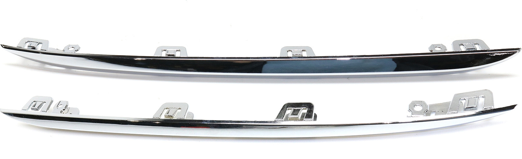 AM C300-15-18 REAR BUMPER MOLDING RH AND LH Chrome w o AMG Pkg w Luxury Pkg Sedan SKU SET REPM763723 Partslink MB1147117 MB1146117 OEM 2058850621-2058850521