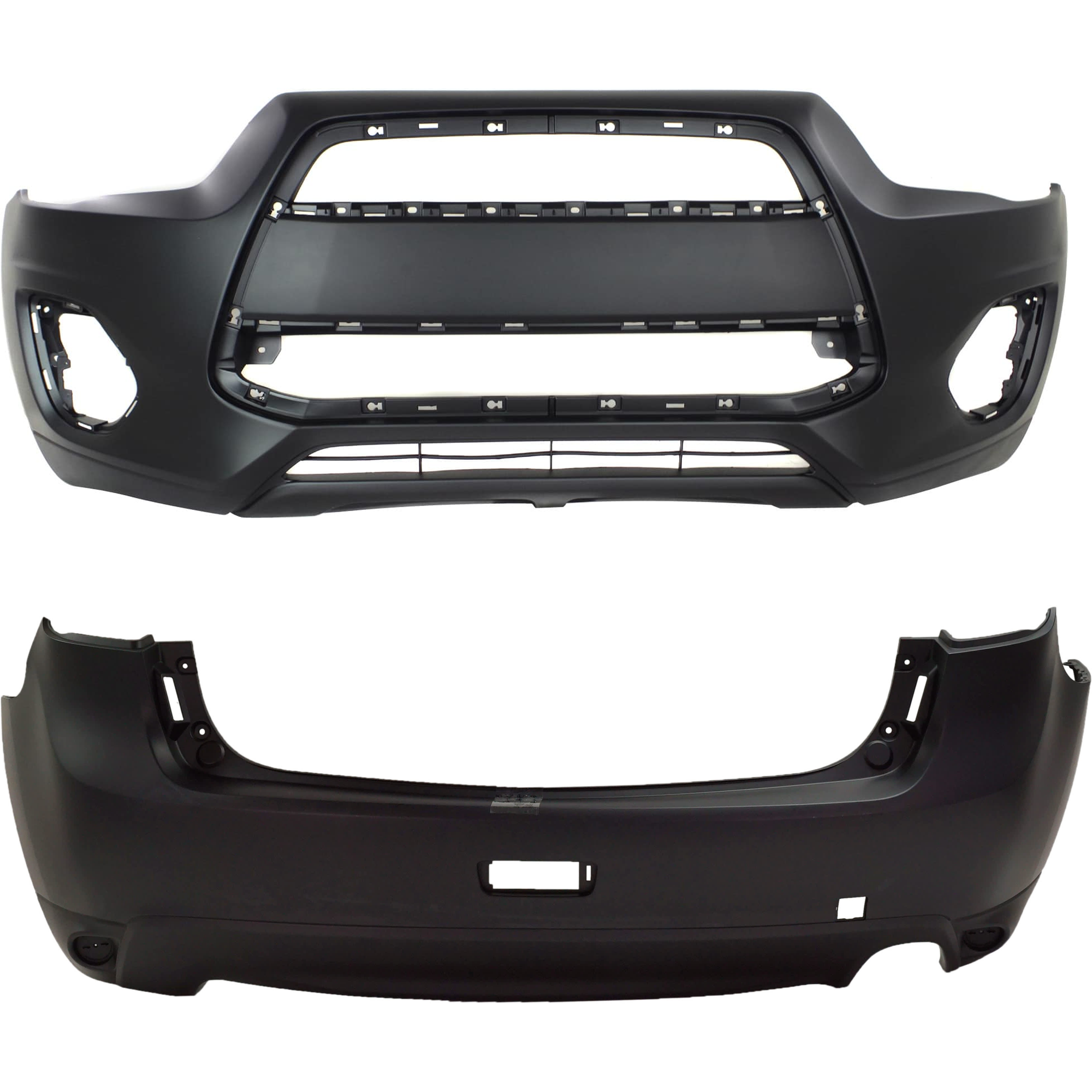 AM OUTLANDER SPORT RVR 13-15 FRONT AND REAR BUMPER COVER Primed SKU SET REPMB010304P Partslink MI1000333 MI1100297 OEM 6400F701-6410C587
