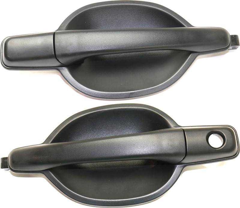 AM ENDEAVOR 04-11 FRONT EXTERIOR DOOR HANDLE RH AND LH Textured Black Plastic w o Keyhole SKU SET REPMB462141 Partslink MI1311117 MI1310117 OEM MR987492 MR987491
