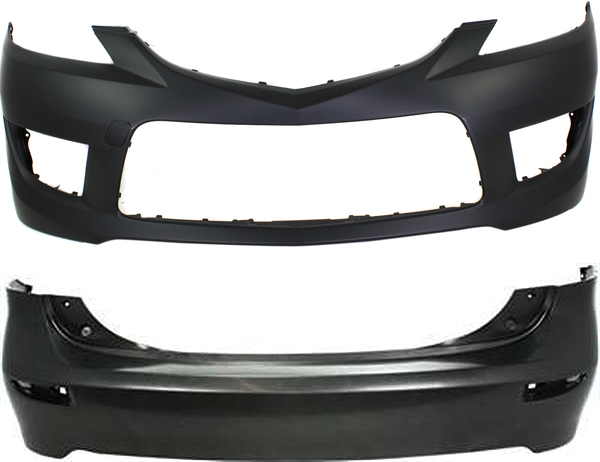 AM MAZDA 5-08-10 FRONT AND REAR BUMPER COVER Primed SKU SET REPMZ010303P 2 Partslink MA1000221 MA1100182 OEM C2Y15003XABB CC4350221CBB