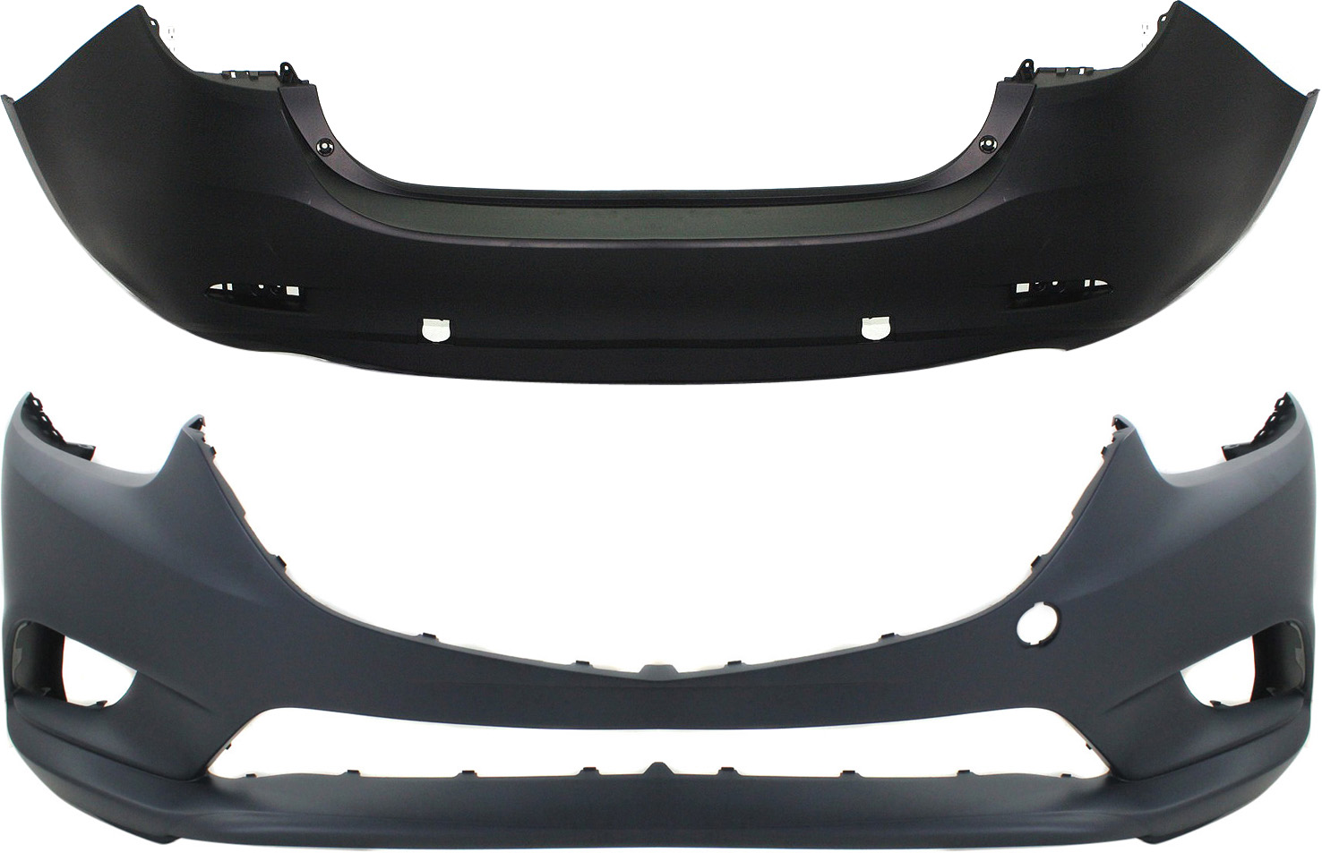 AM MAZDA 6-14-17 FRONT AND REAR BUMPER COVER Primed SKU SET REPMZ010310P 2 Partslink MA1000238 MA1100211 OEM GHP950031CBB GJR950221ABB