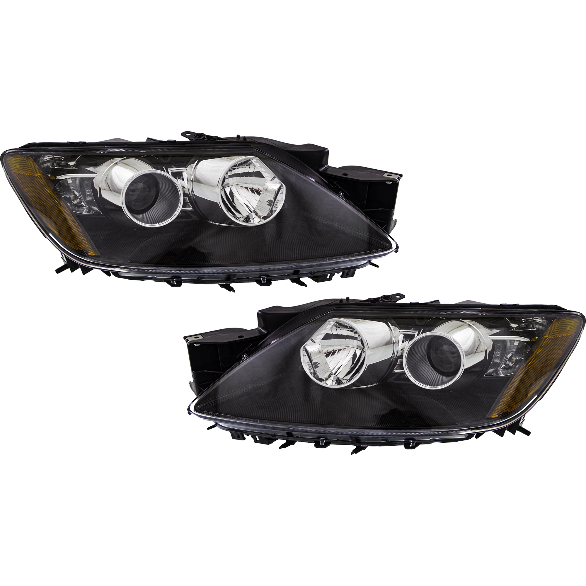 AM CX 7-12-12 HEAD LAMP RH AND LH Lens and Housing HID Xenon w o HID Kit SKU SET REPMZ100109 Partslink MA2519165 MA2518165 OEM EH4751031D EH4751041D