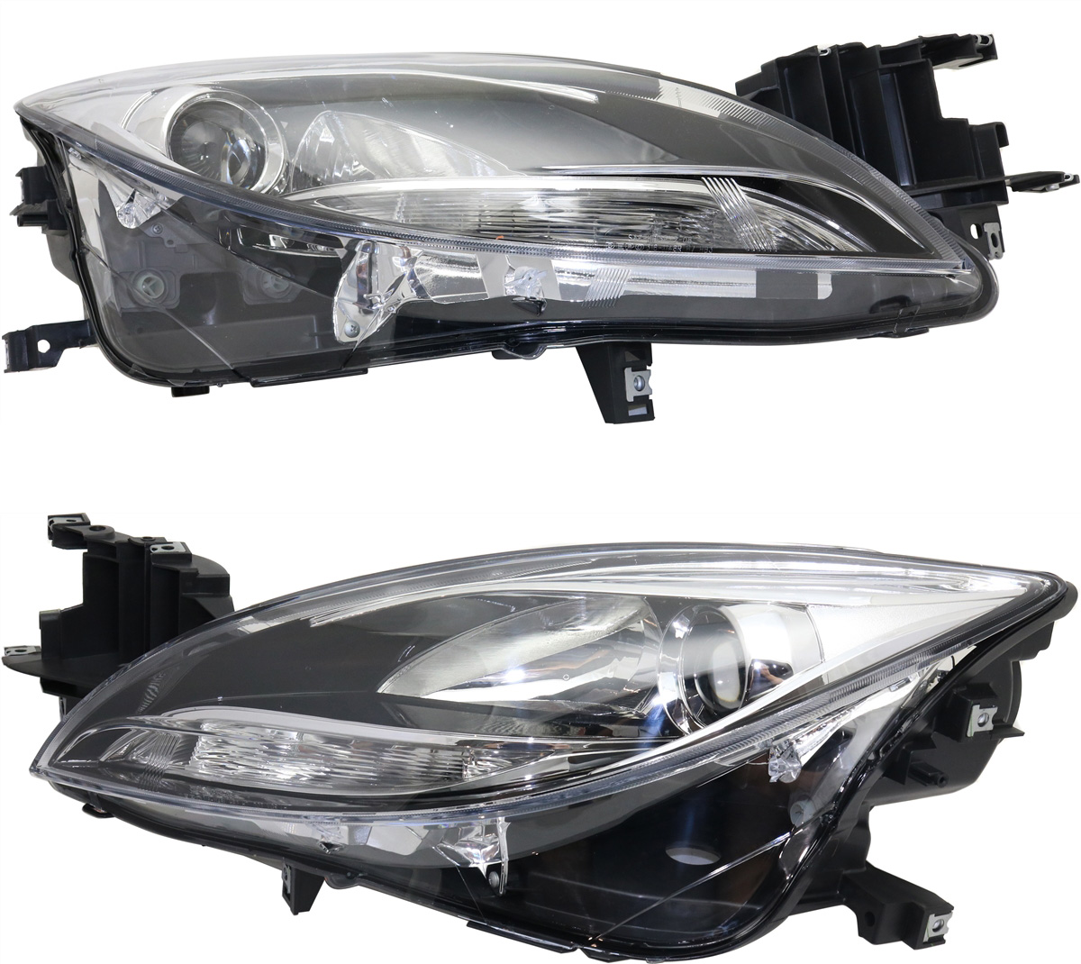 AM MAZDA 6-11-13 HEAD LAMP RH AND LH Lens and Housing Halogen SKU SET REPMZ100113 Partslink MA2519141 MA2518141 OEM GEG1510K0E GEG1510L0E