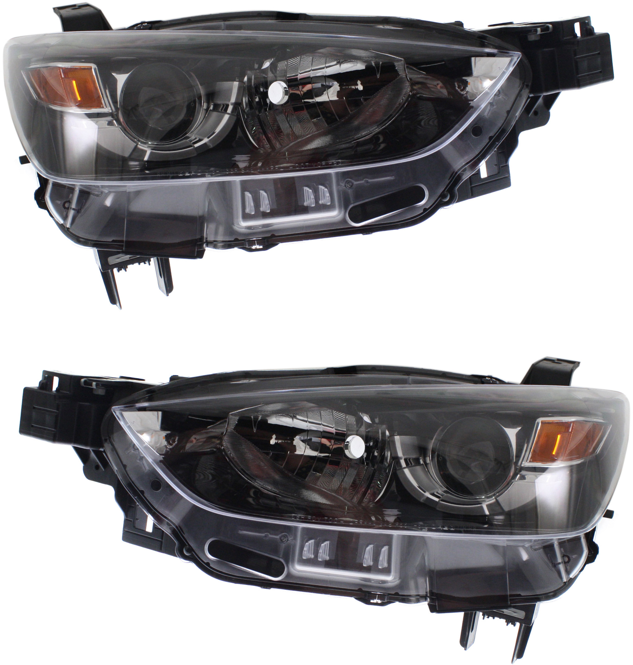 AM CX 3-16-22 HEAD LAMP RH AND LH Lens and Housing Halogen CAPA SKU SET REPMZ100131Q Partslink MA2519173C MA2518173C OEM DB4N510K0A DB4N510L0A
