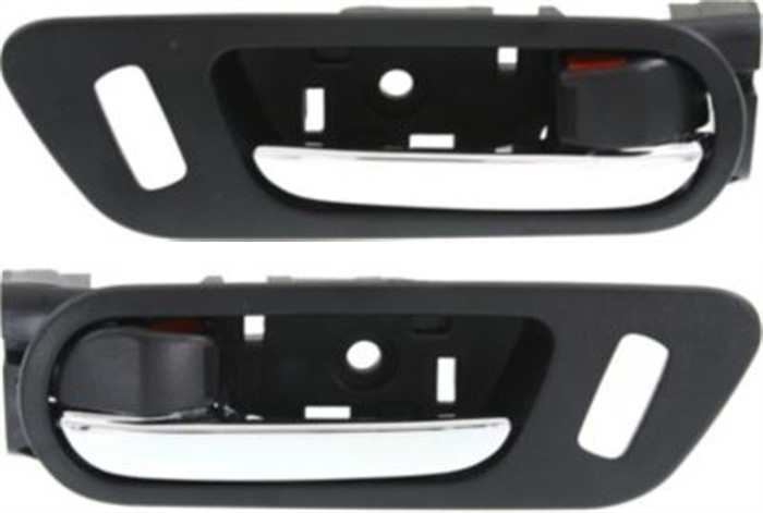 AM MAZDA 6-09-13 INTERIOR FRONT DOOR HANDLE RH AND LH Silver Lever + Black Housing Plastic w Chrome Trim SKU SET REPMZ462133 OEM GS3T5833002 GEA45833002 GS3T59