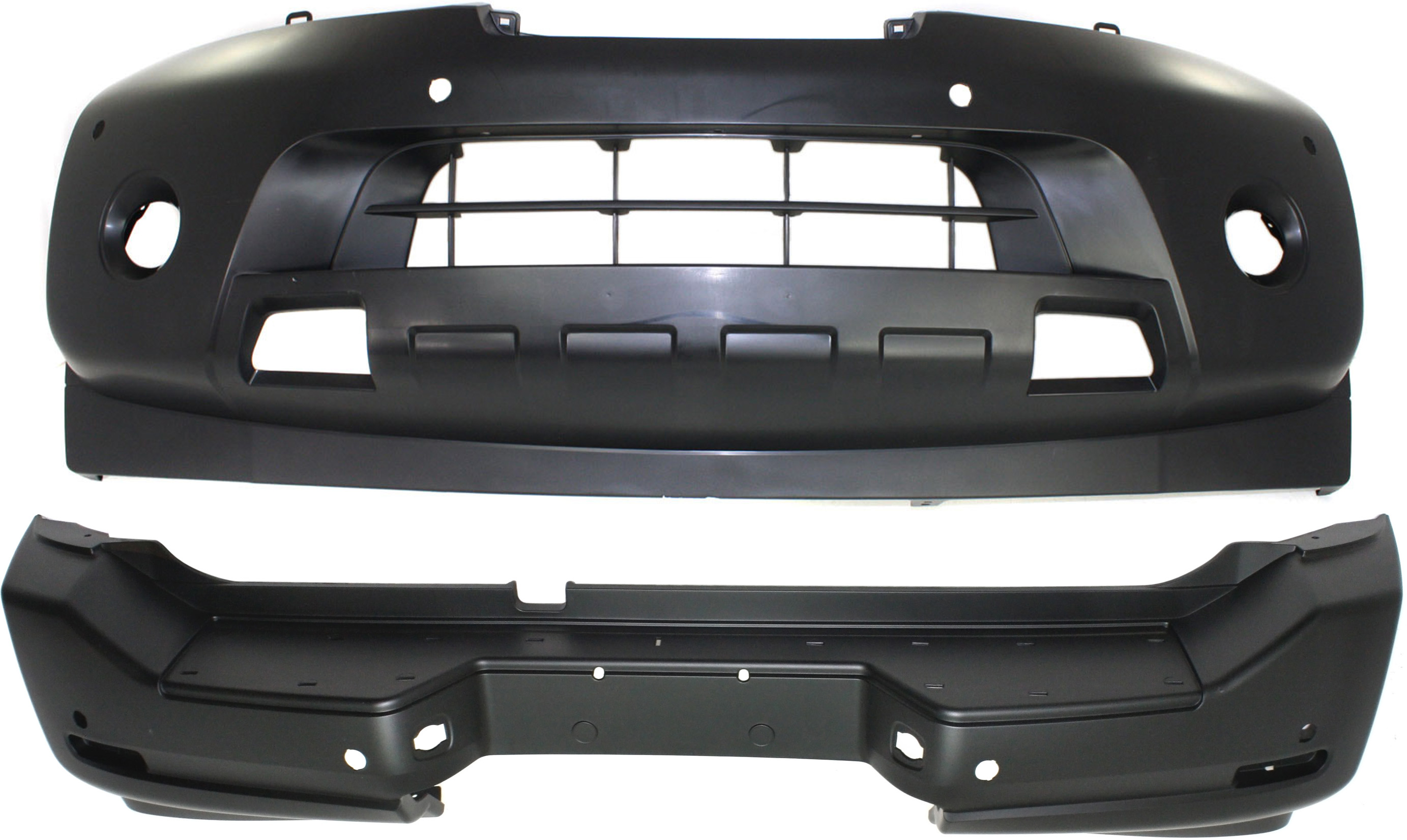 AM ARMADA 08-15 FRONT AND REAR BUMPER COVER Primed w Park Distance Sensors SKU SET REPN010316P 2 Partslink NI1000253 NI1100261 OEM 62022ZQ10A 85022ZQ00A