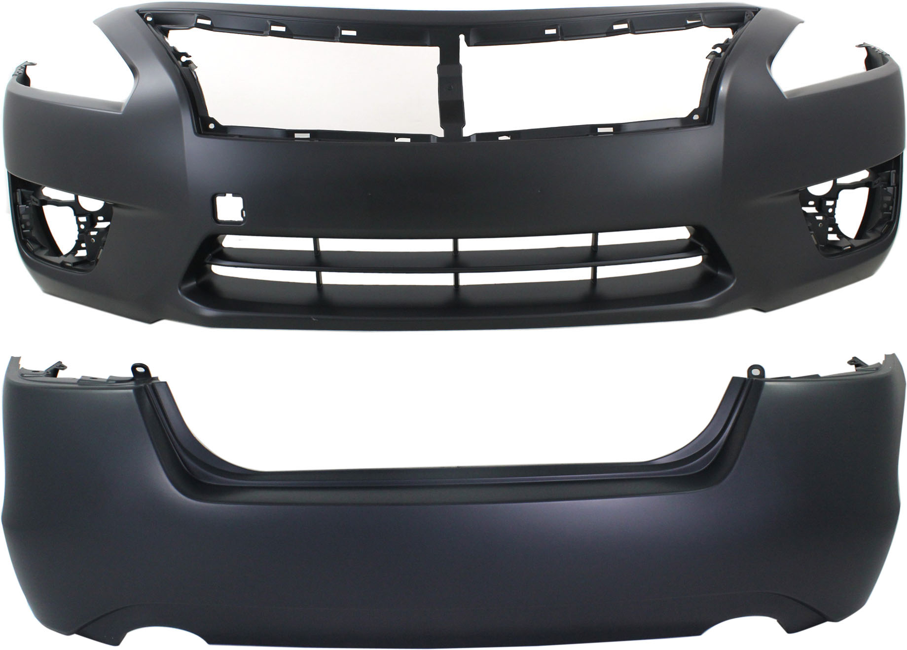AM ALTIMA 13-15 FRONT AND REAR BUMPER COVER Primed Sedan SKU SET REPN010348P 2 Partslink NI1000285 NI1100287 OEM 620223TA0H 850223TA0H