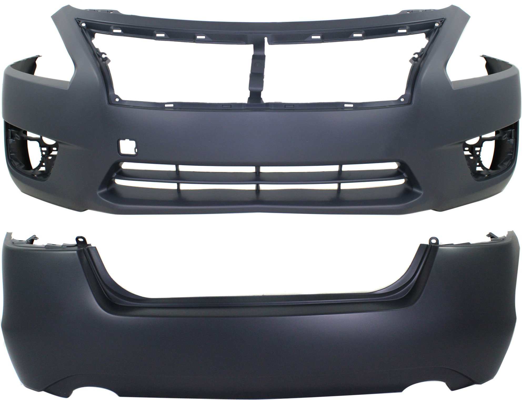 AM ALTIMA 13-15 FRONT AND REAR BUMPER COVER Primed Sedan CAPA SKU SET REPN010348PQ 2 Partslink NI1000285C NI1100287C OEM 620223TA0H 850223TA0H