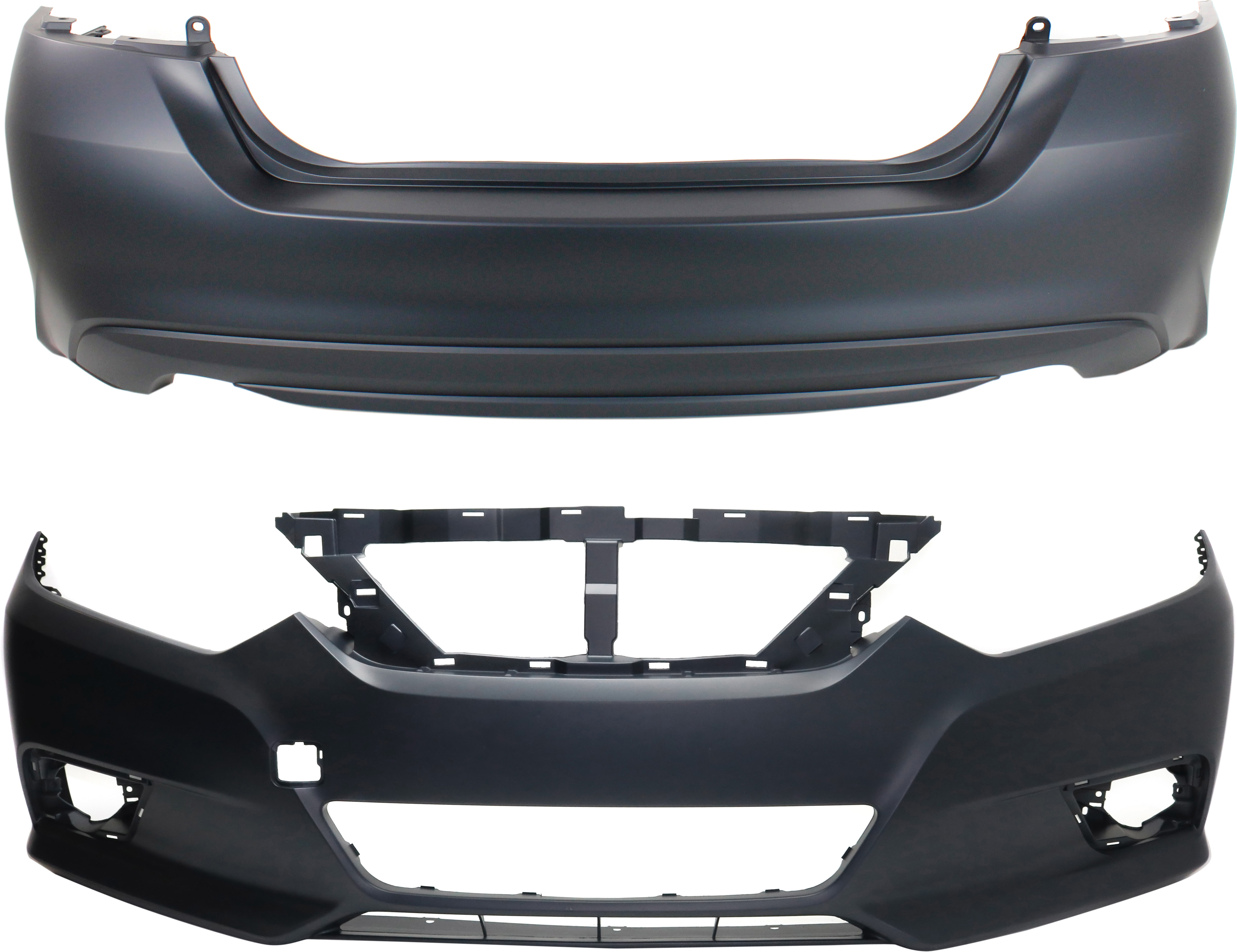 AM ALTIMA 16-18 FRONT AND REAR BUMPER COVER Primed w o Distance Sensors SKU SET REPN010371P 2 Partslink NI1000311 NI1100309 OEM 620229HS0H 850229HS0H